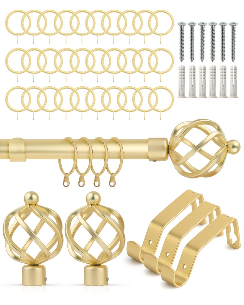 Cage - Extendable Curtain Pole in Gold (with rings) - Image 3