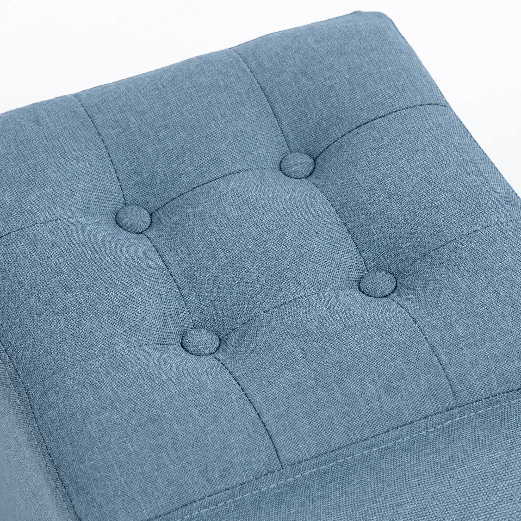 Square Linen Footstool 35 x 35 x 35cm - Dark Blue - 11