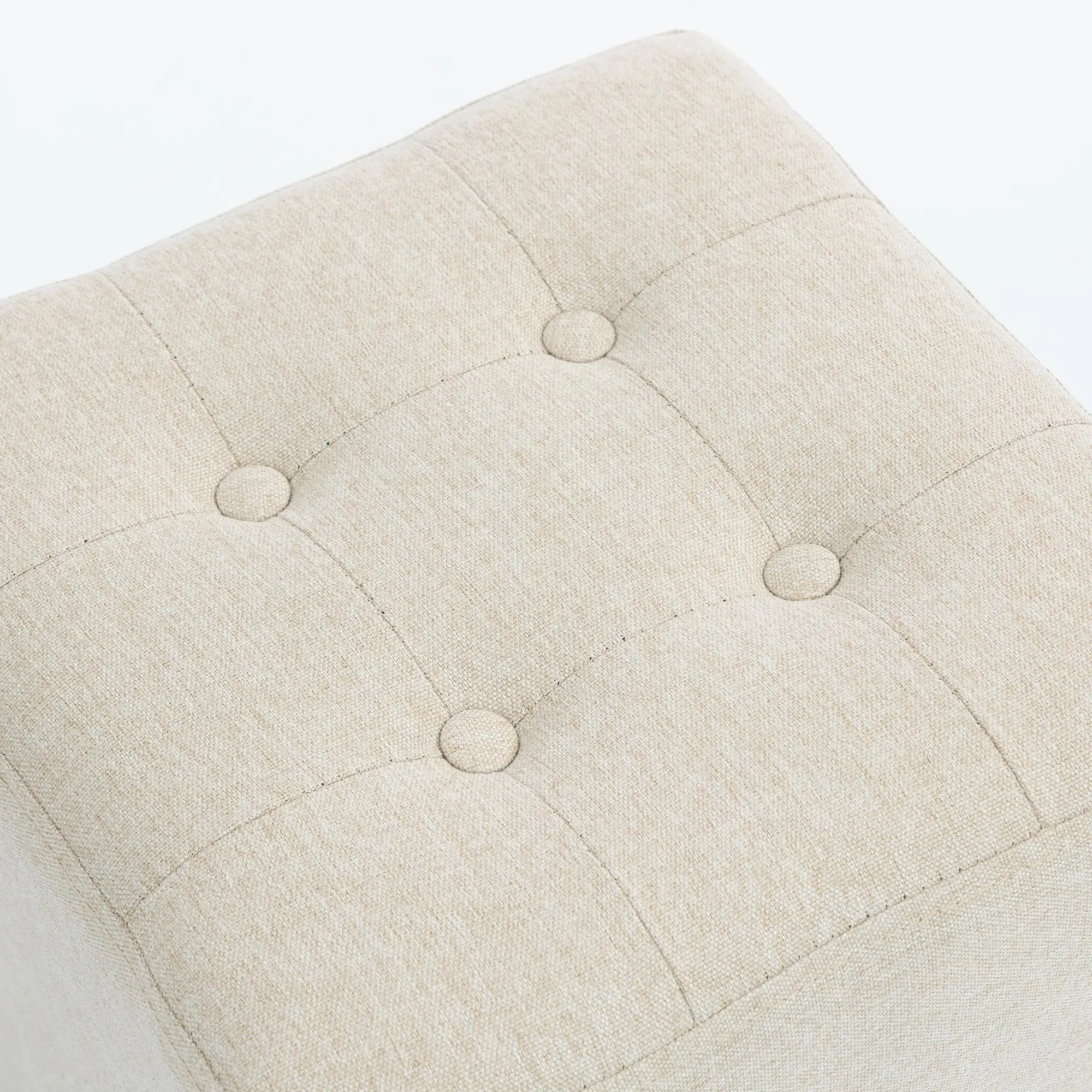 Square Linen Footstool 35 x 35 x 35cm - Beige - 11