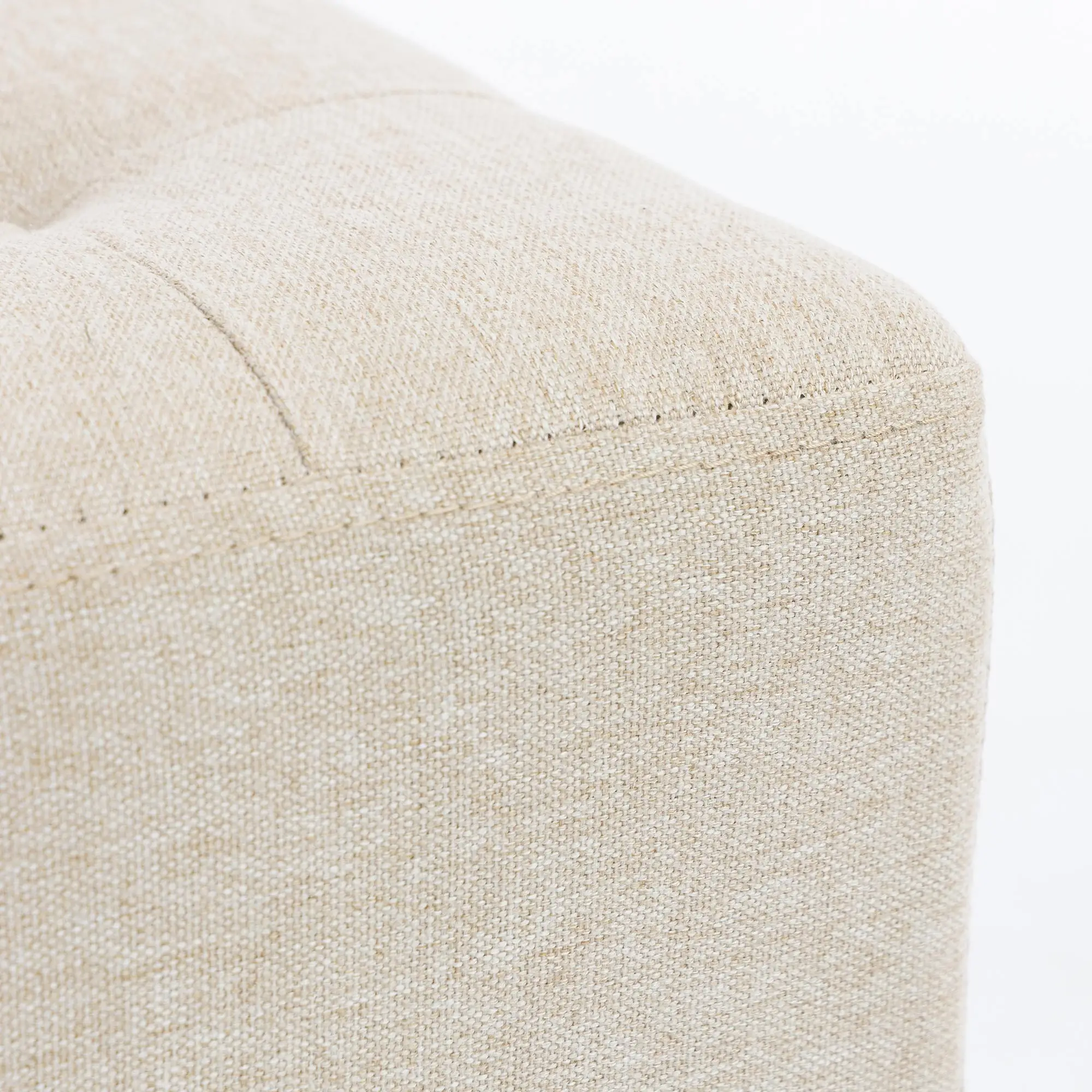 Square Linen Footstool 35 x 35 x 35cm - Beige - 12