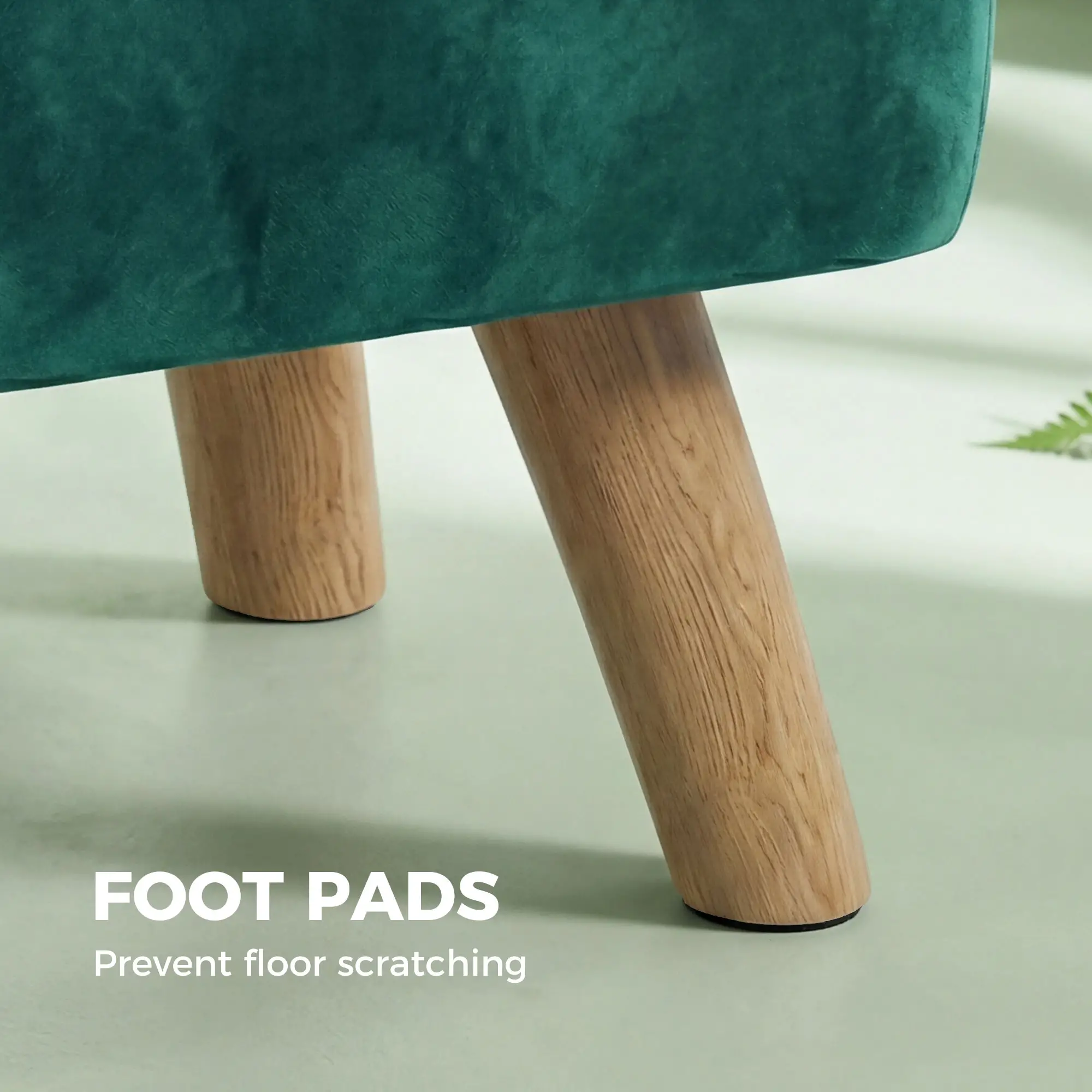 Square Velvet Footstool 27 x 27 x 26cm, Dark Green - Dark Green - 6