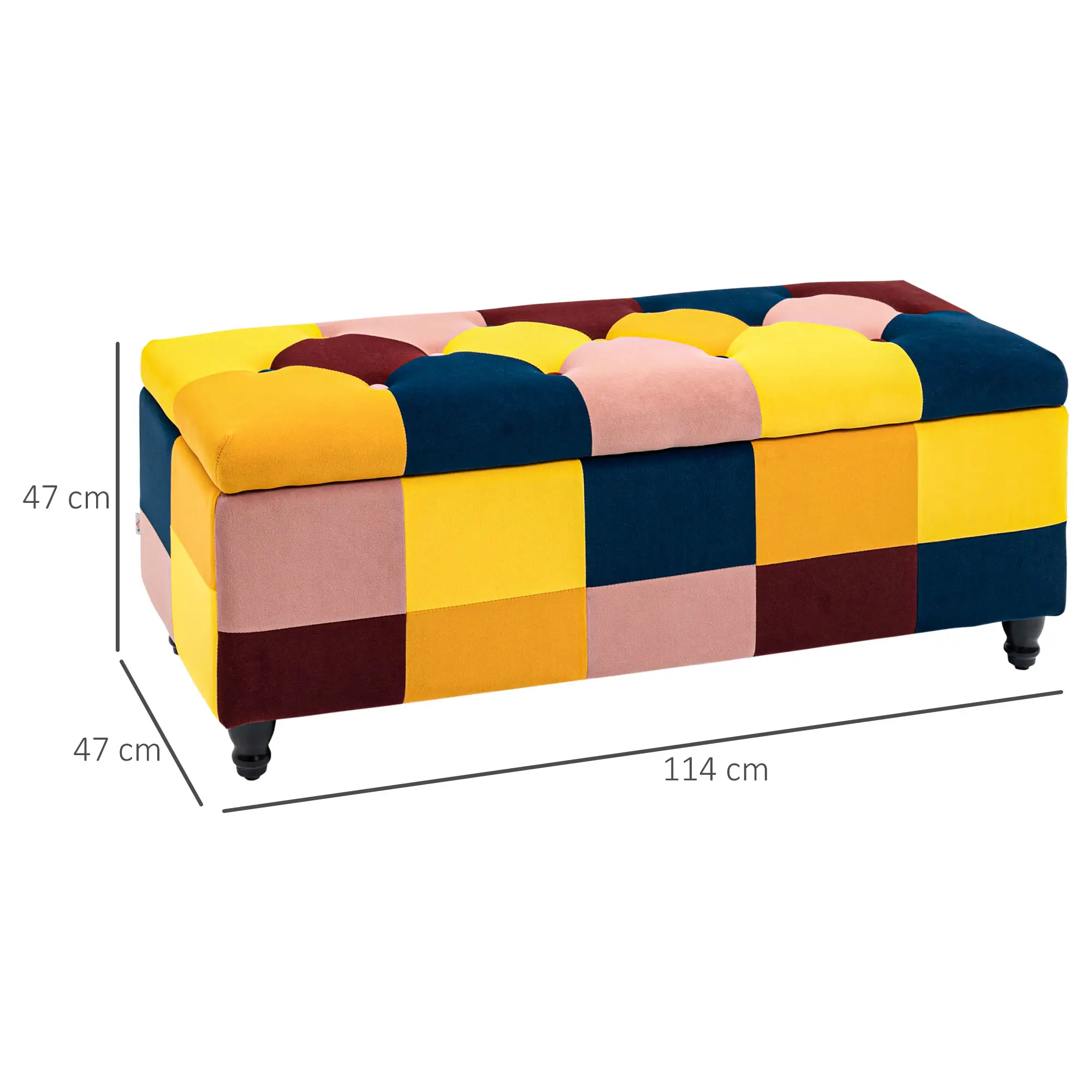 Velvet Storage Ottoman Bench 114 x 47 x 47cm - Multicoloured - 3