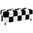 Velvet Storage Ottoman Bench 114 x 47 x 47cm - White, Black - 1