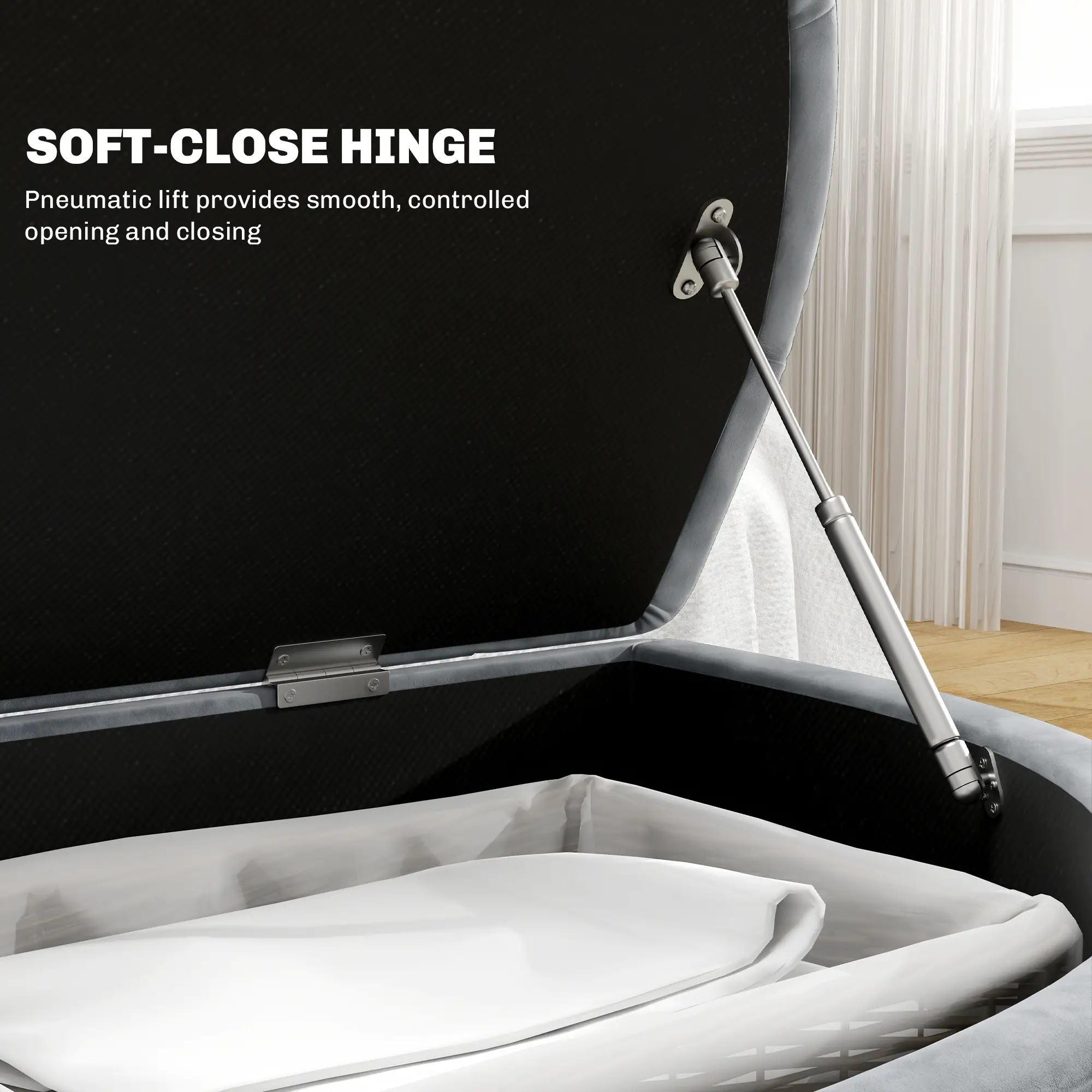 Velvet Storage Ottoman Bench 42 x 120 x 46cm - Dark Grey - 5