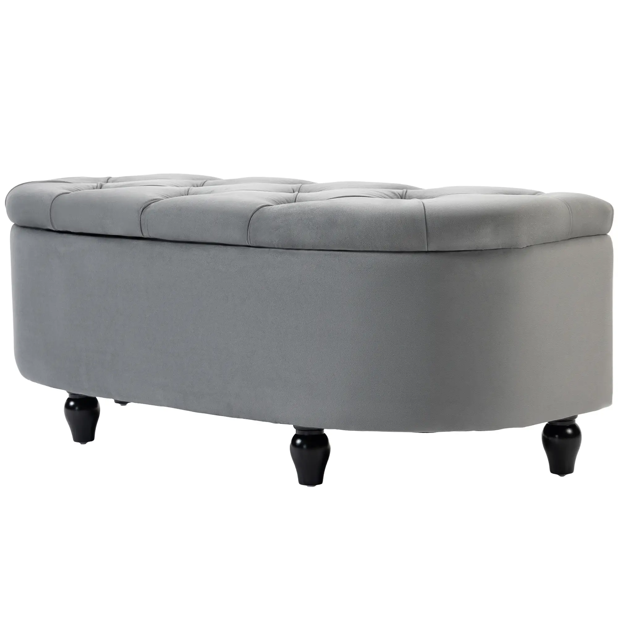 Velvet Storage Ottoman Bench 42 x 120 x 46cm - Dark Grey - 11