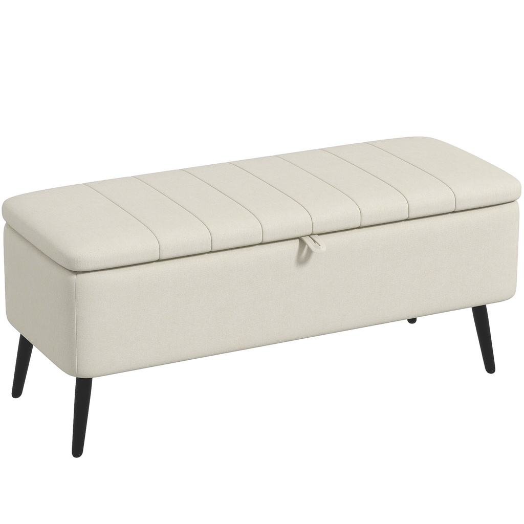Linen Storage Ottoman Bench 102 x 40 x 44cm - Cream White - 1