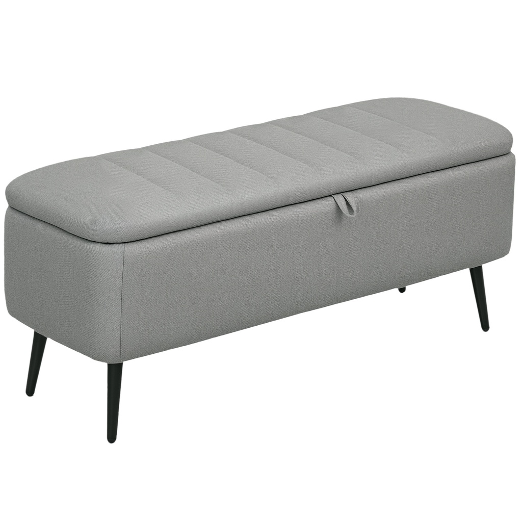 Linen Storage Ottoman Bench 102 x 40 x 44cm - Light Grey - 1