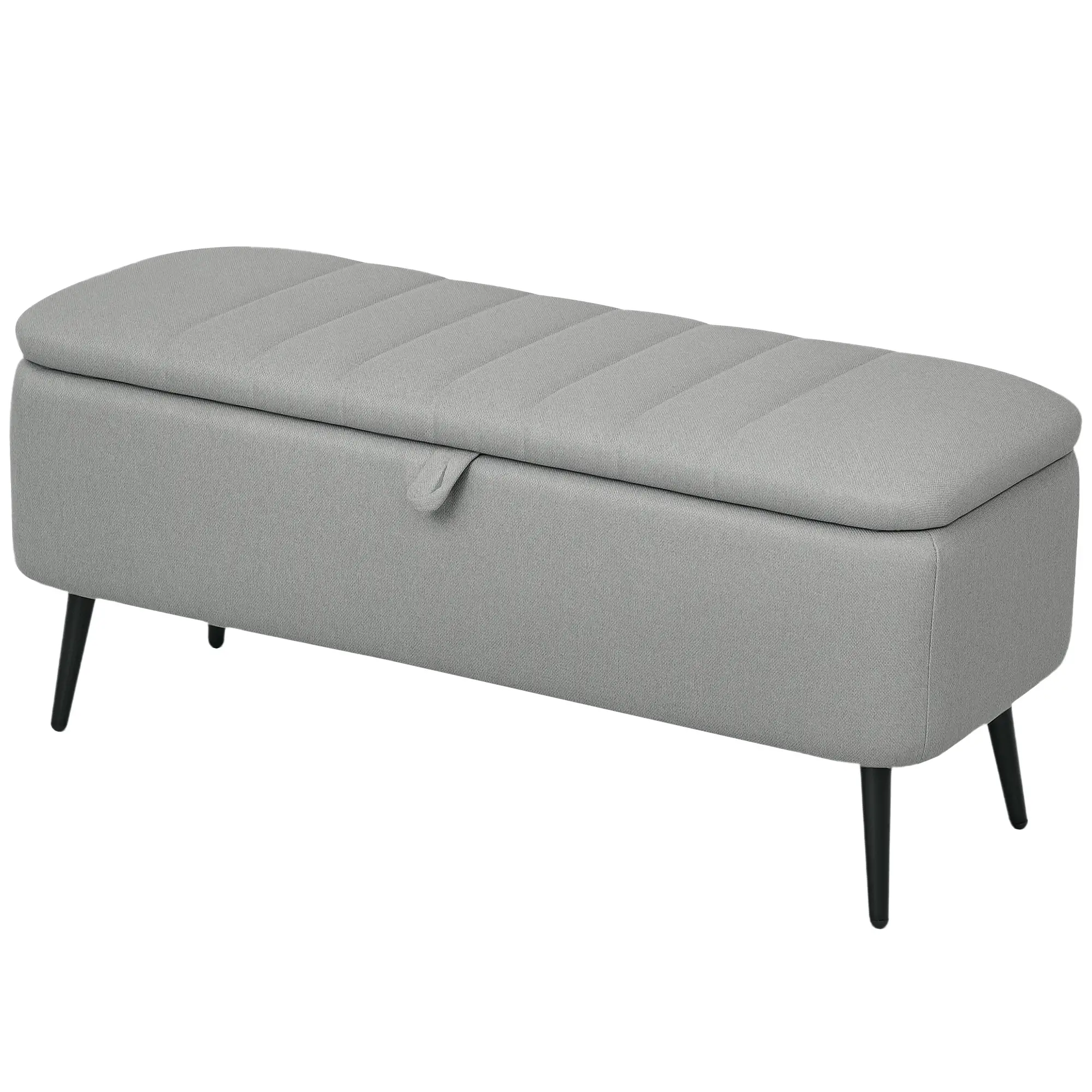 Linen Storage Ottoman Bench 102 x 40 x 44cm - Light Grey - 10