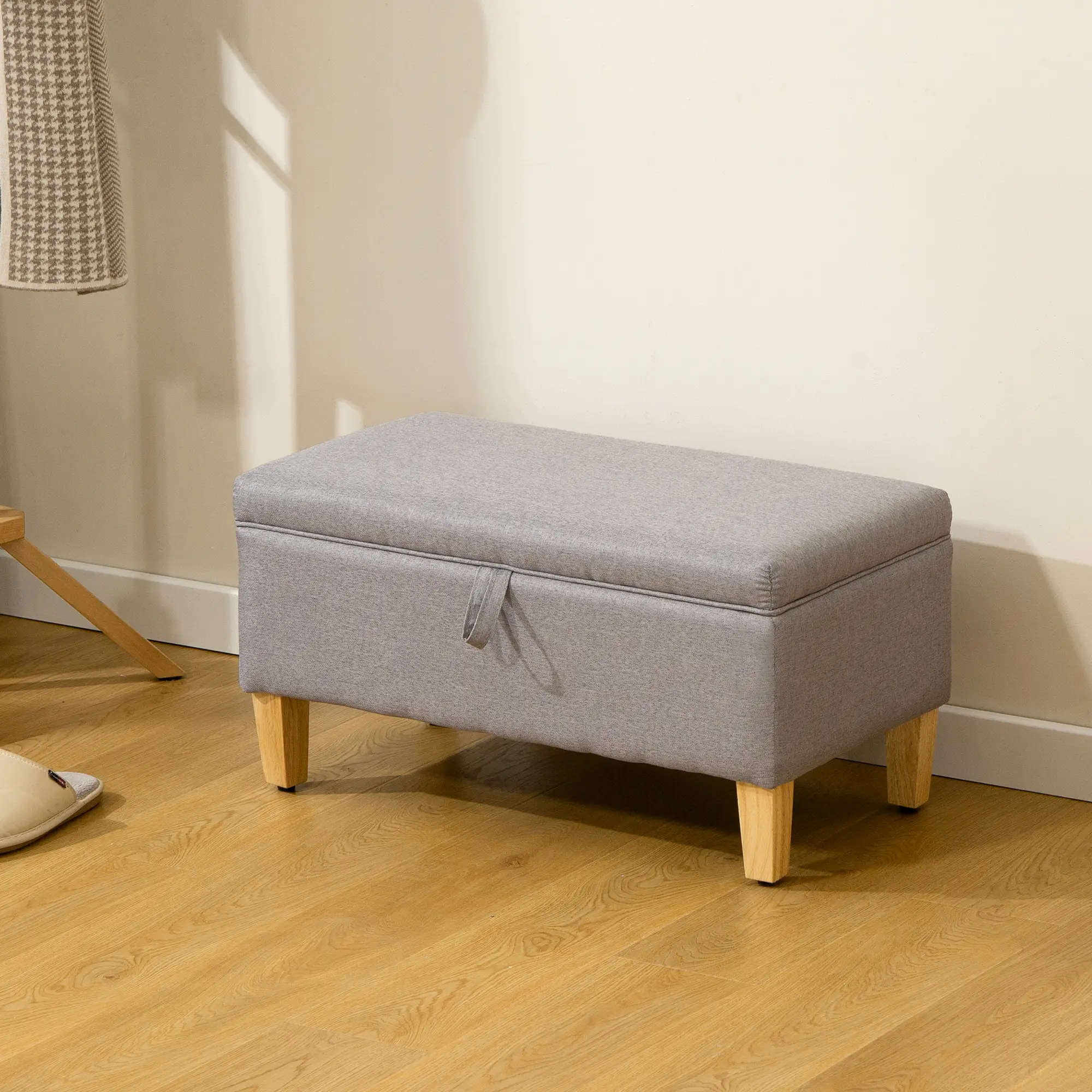 Linen Storage Ottoman Bench 71 x 37 x 36cm - Light Grey - 2