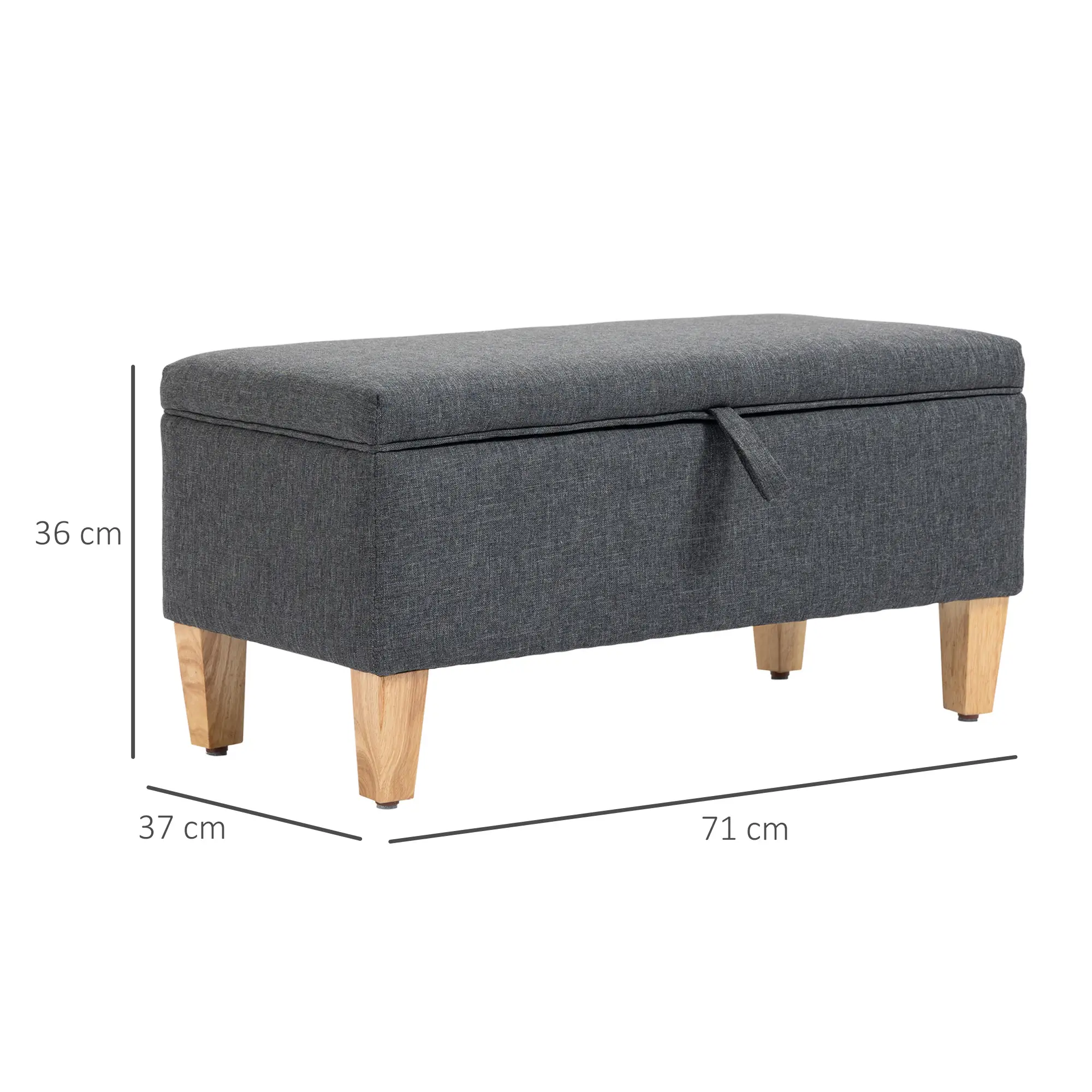Linen Storage Ottoman Bench 71 x 37 x 36cm - Dark Grey - 3