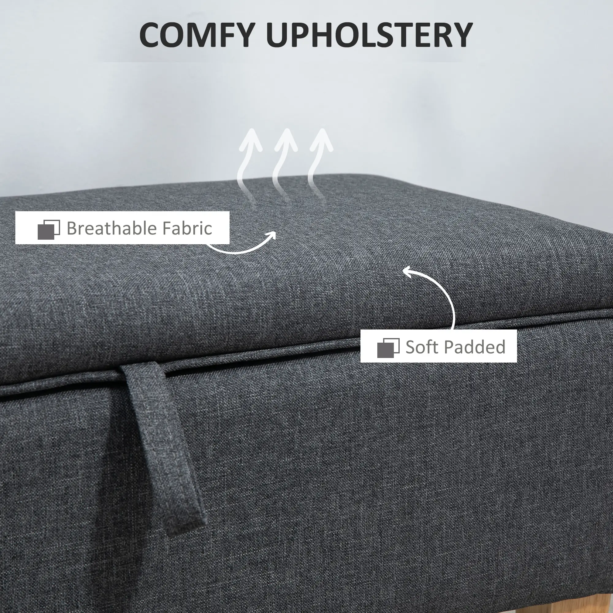 Linen Storage Ottoman Bench 71 x 37 x 36cm - Dark Grey - 5