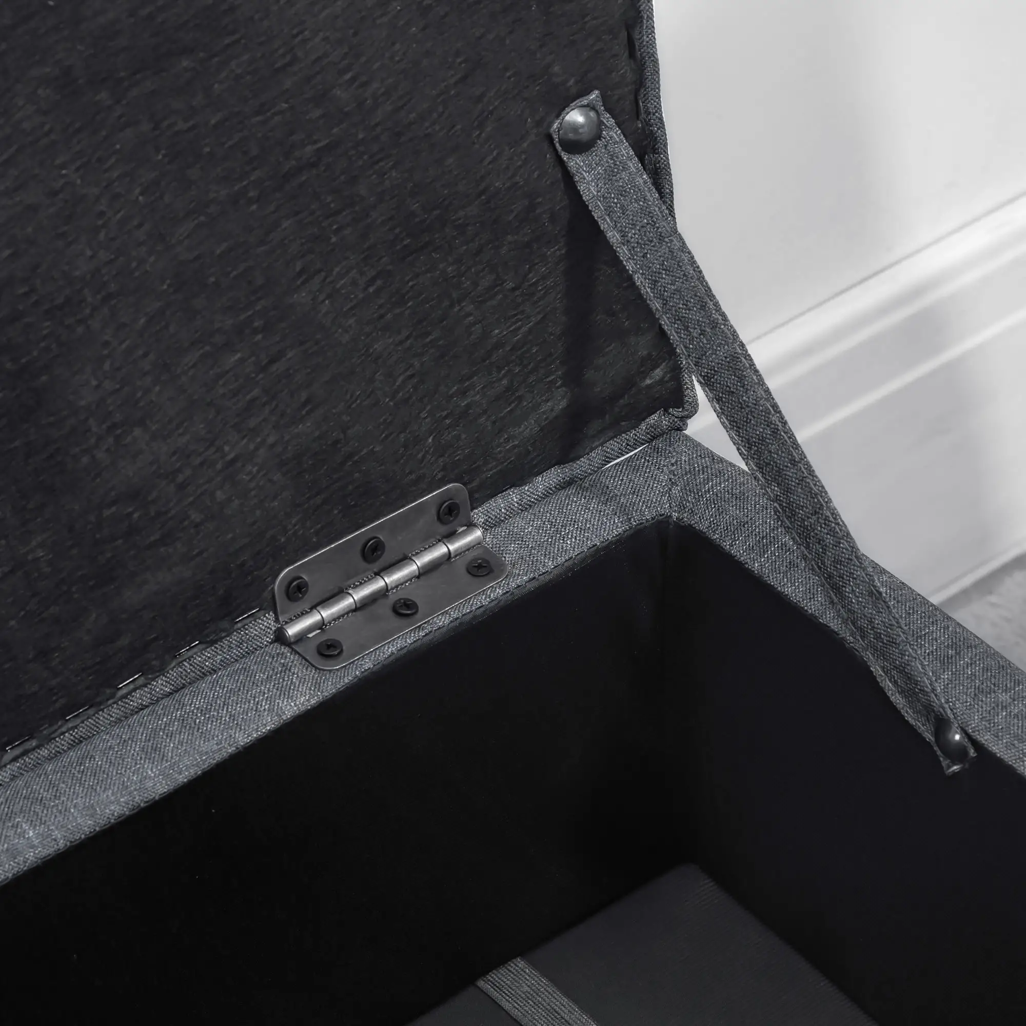 Linen Storage Ottoman Bench 71 x 37 x 36cm - Dark Grey - 8