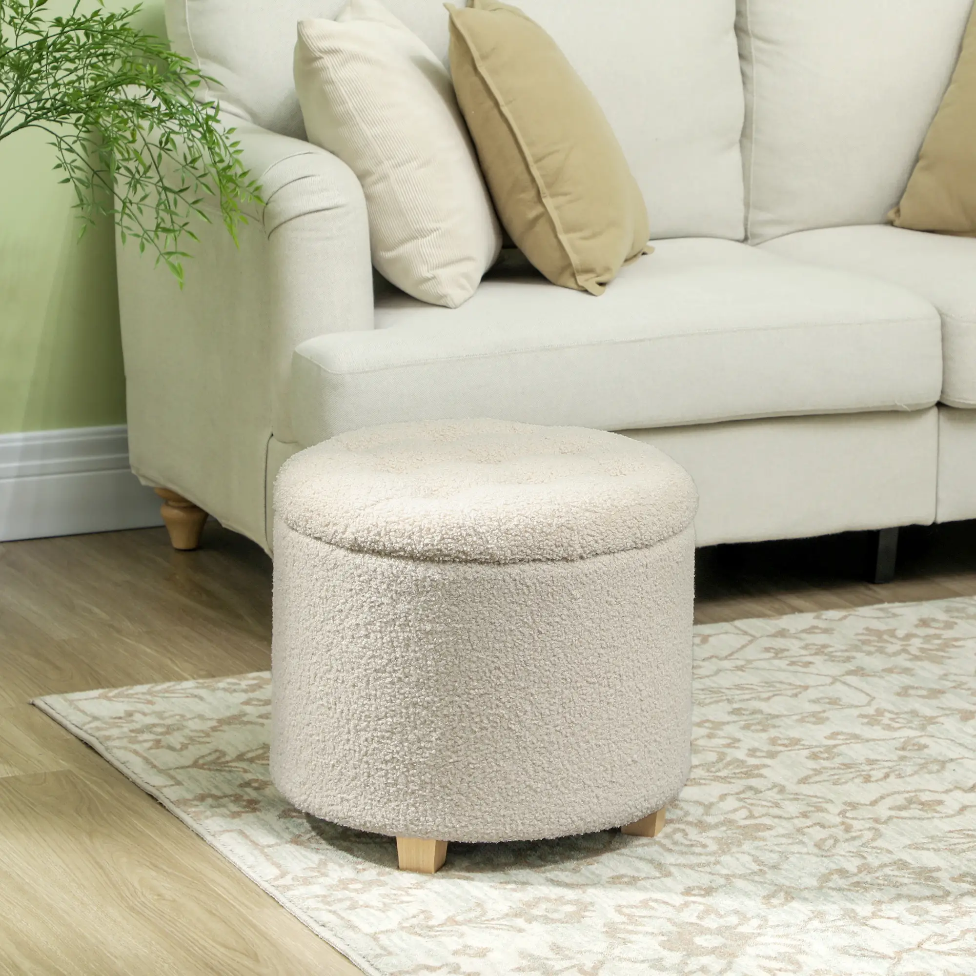 Storage Ottoman 45 x 41cm - Cream White - 2