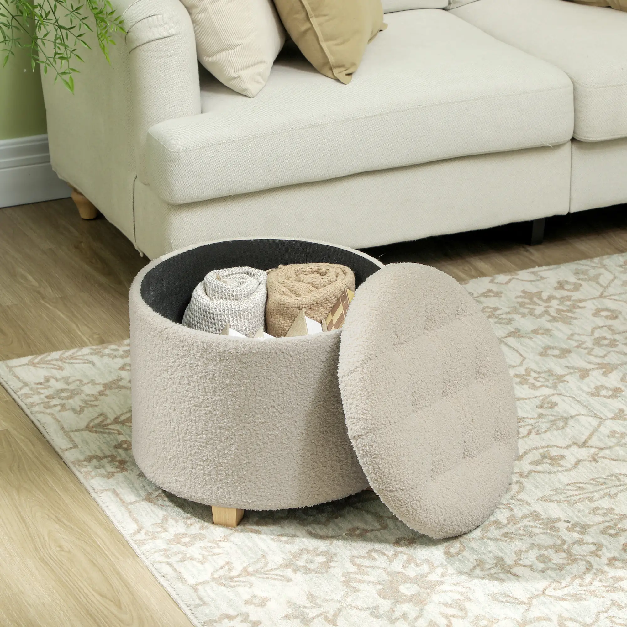 Storage Ottoman 45 x 41cm - Cream White - 7