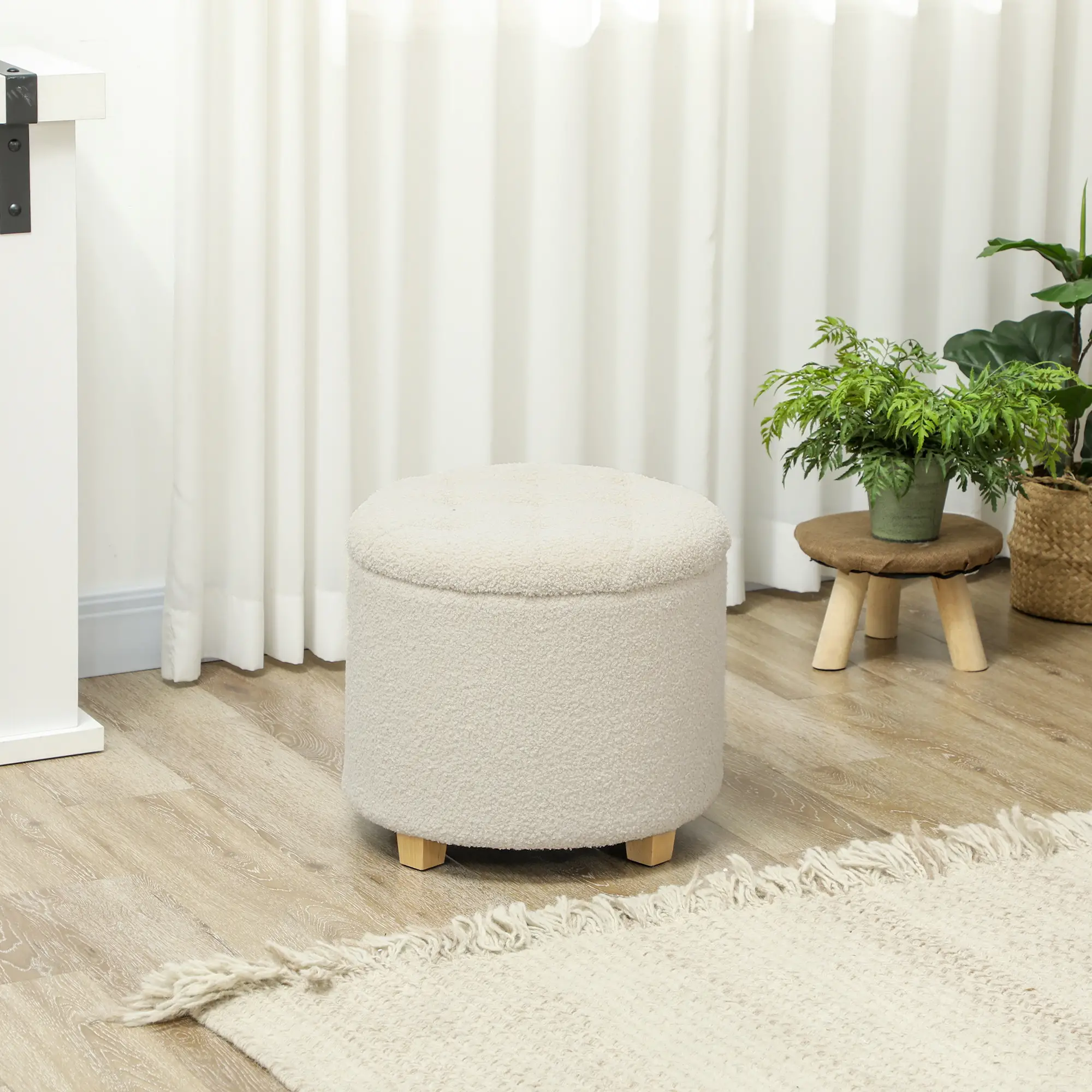 Storage Ottoman 45 x 41cm - Cream White - 10