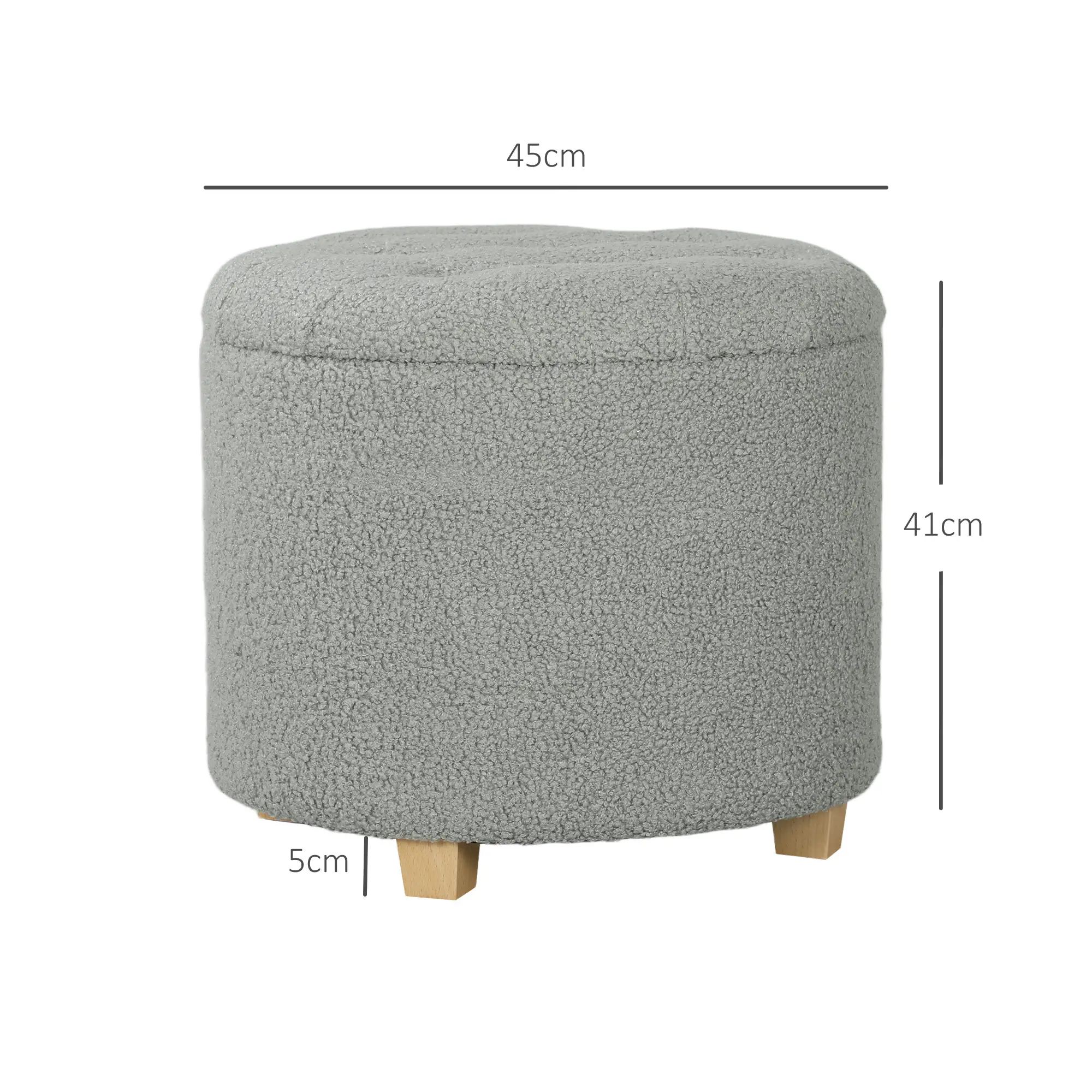 Storage Ottoman 45 x 41cm - Grey - 3