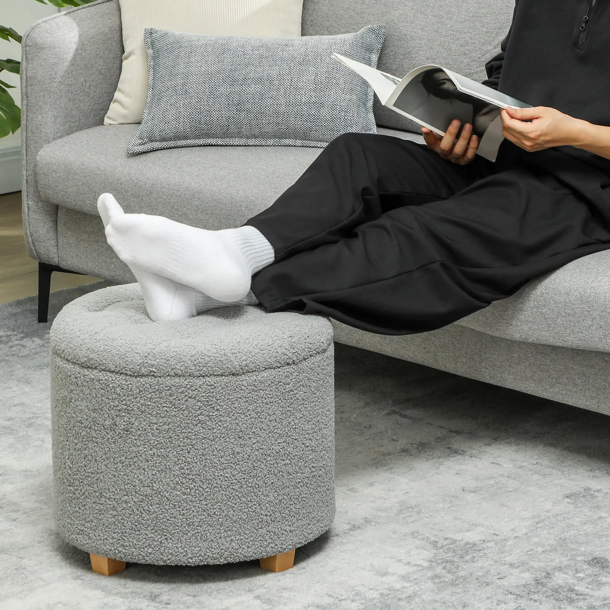 Storage Ottoman 45 x 41cm - Grey - 7