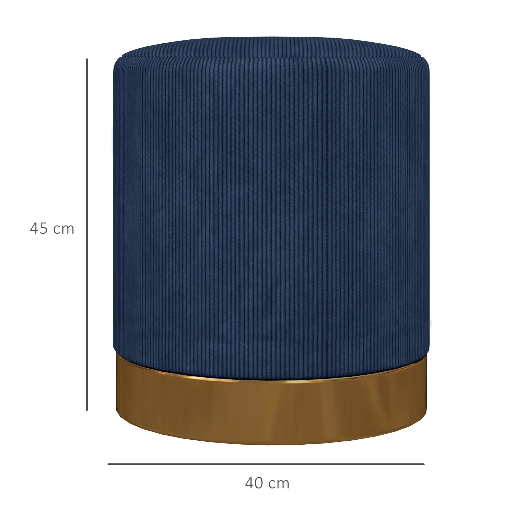 Corduroy Footstool 40 x 45cm, Dark Blue - Dark Blue - 3