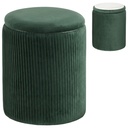 Round Velvet Storage Ottoman 35 x 35 x 45cm - Dark Green - 1