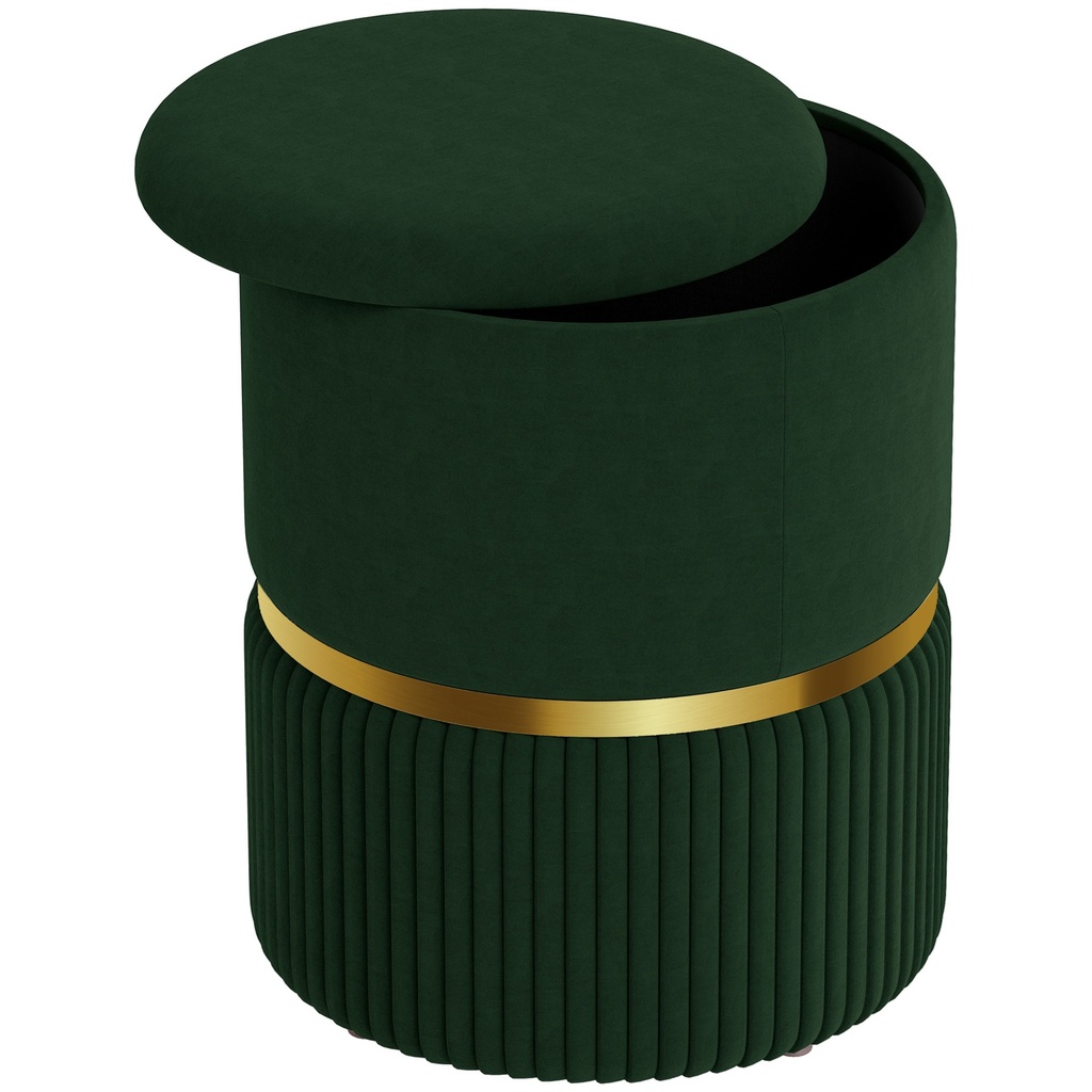 Velvet Storage Ottoman 36 x 36 x 44cm - Dark Green - 1