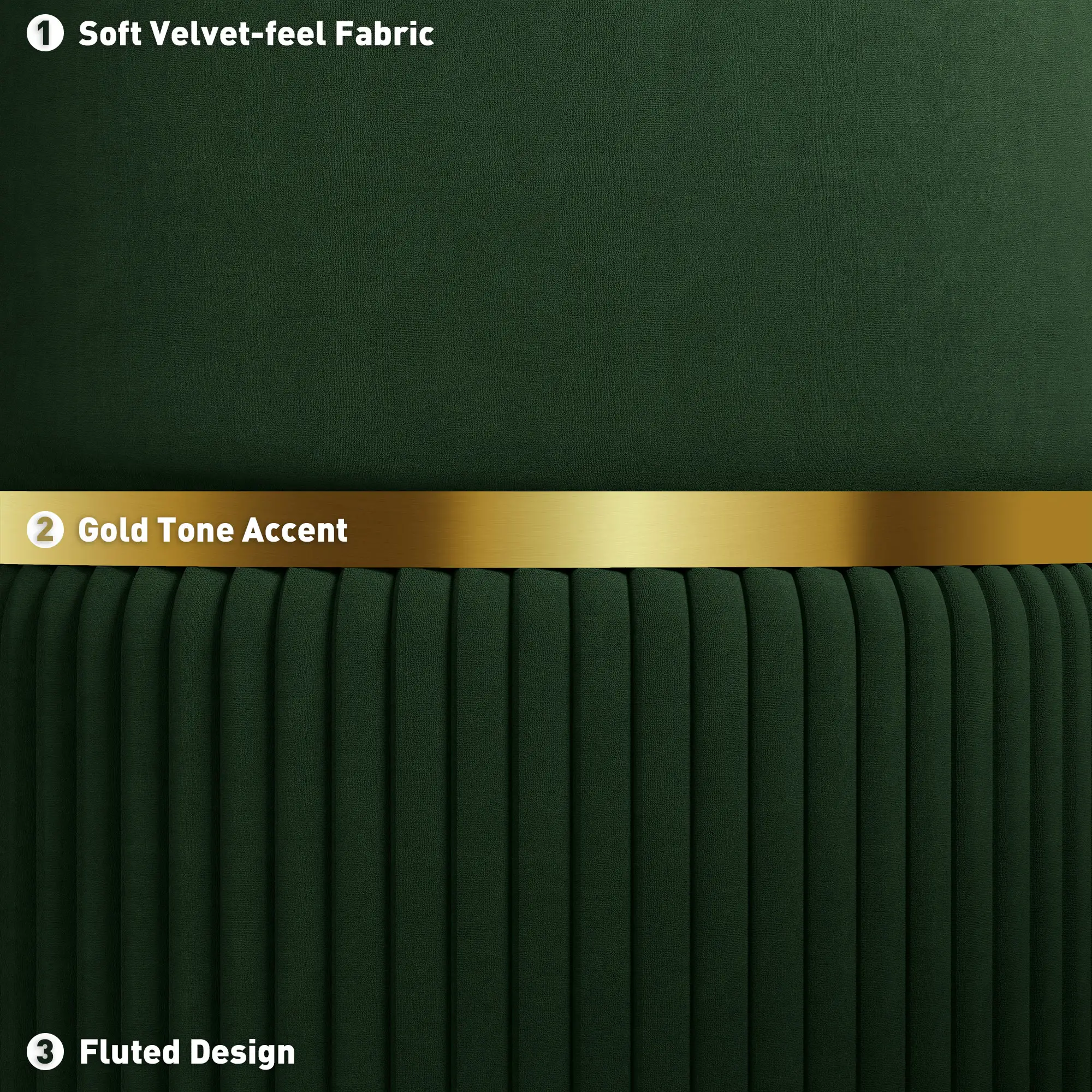 Velvet Storage Ottoman 36 x 36 x 44cm - Dark Green - 5