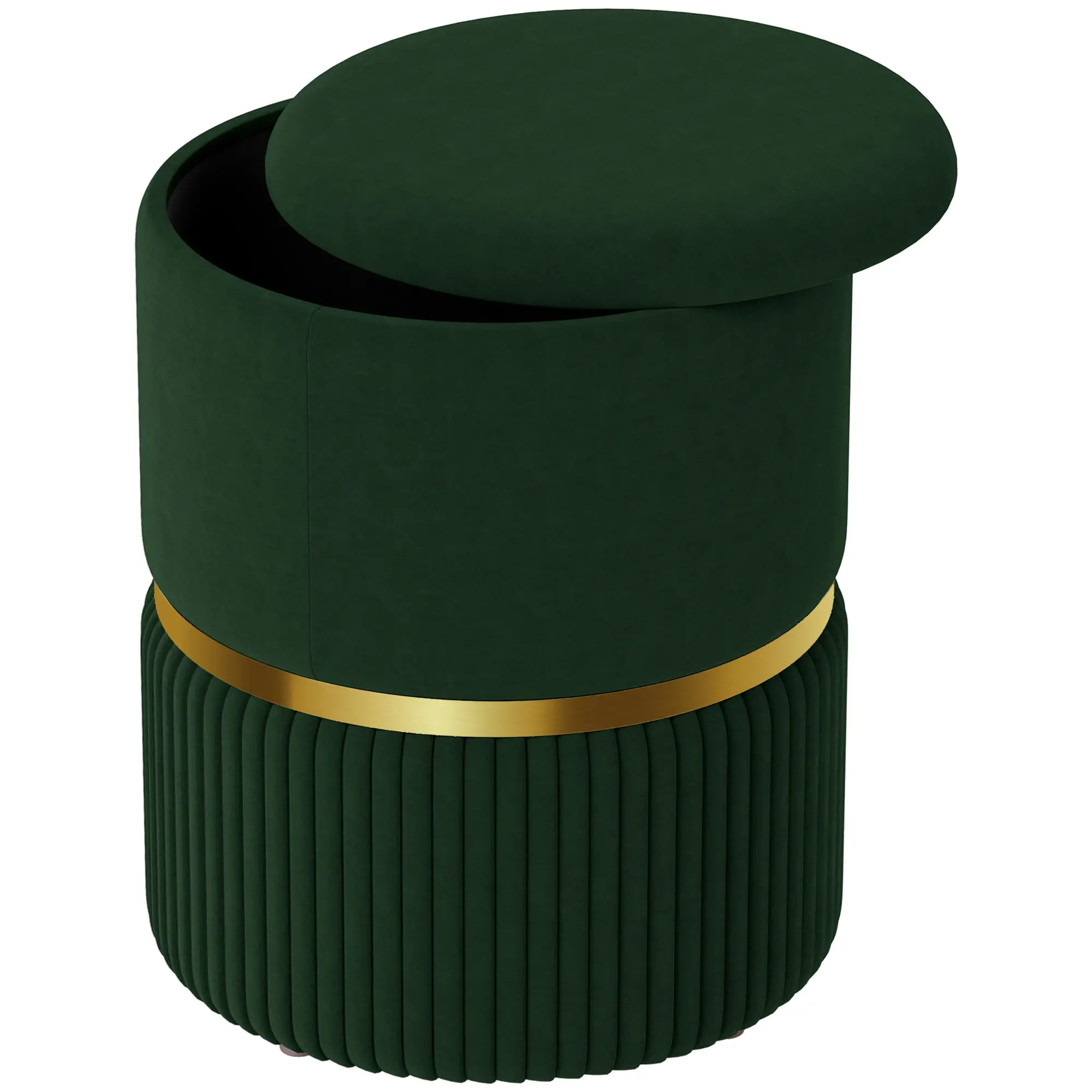 Velvet Storage Ottoman 36 x 36 x 44cm - Dark Green - 11