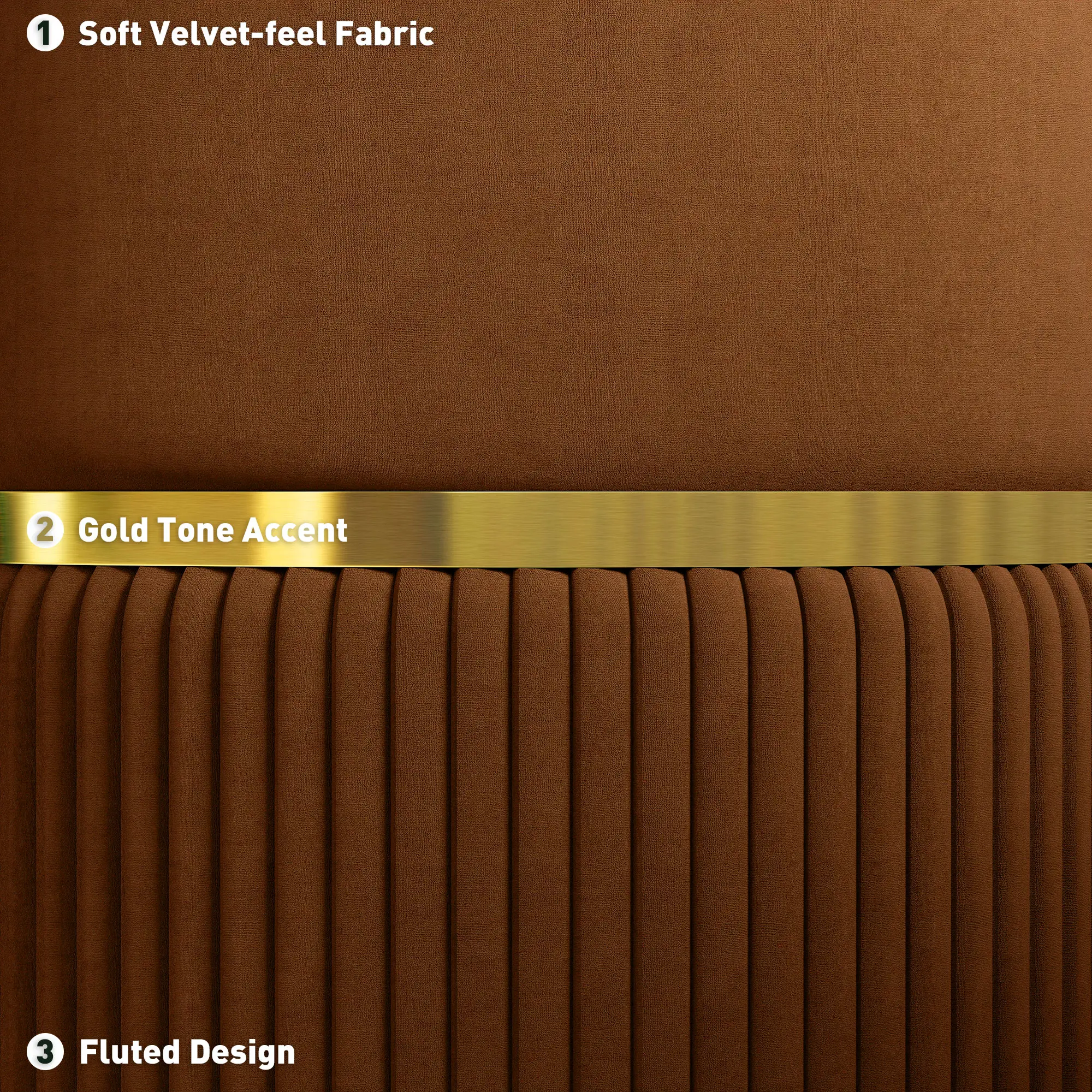 Velvet Storage Ottoman 36 x 36 x 44cm - Light Brown - 5