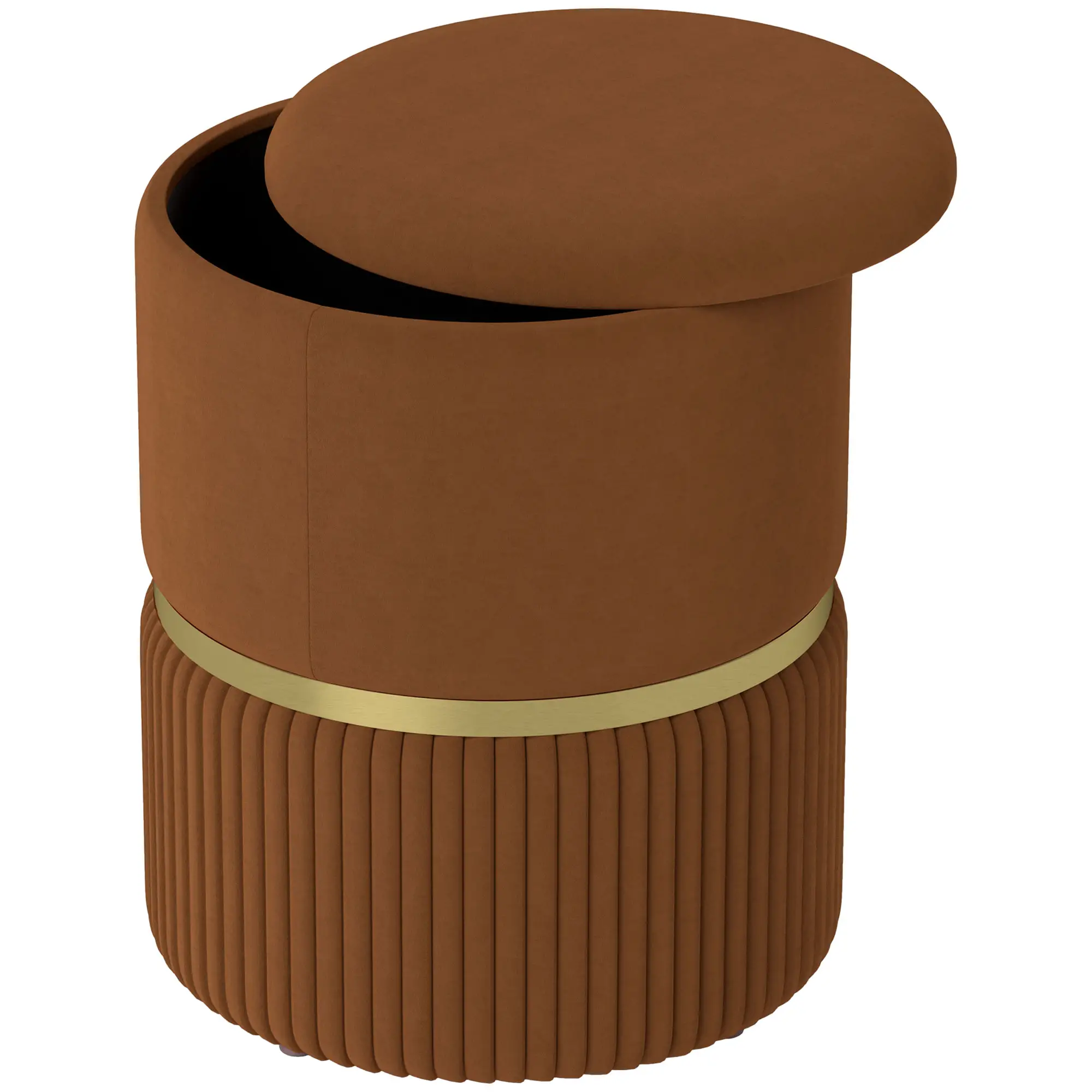 Velvet Storage Ottoman 36 x 36 x 44cm - Light Brown - 11