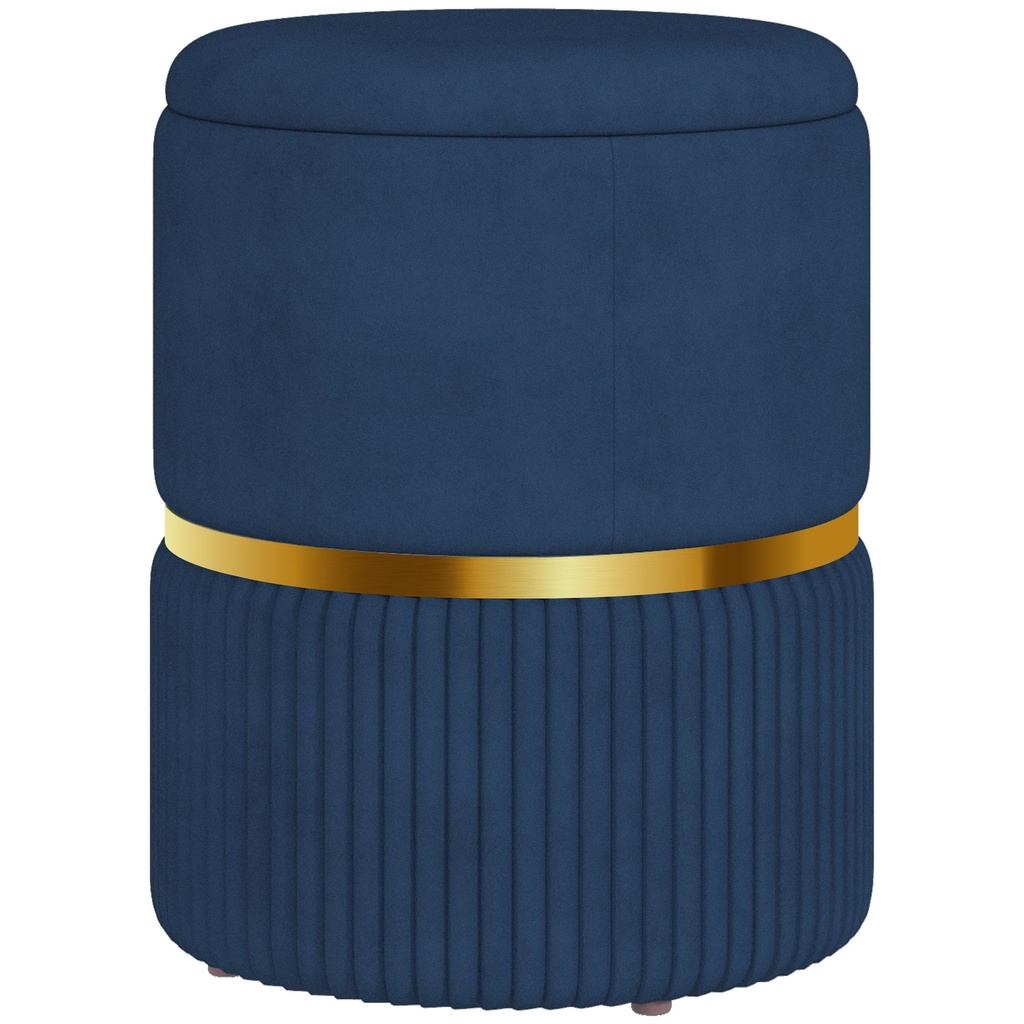 Velvet Storage Ottoman 36 x 36 x 44cm - Dark Blue - 1