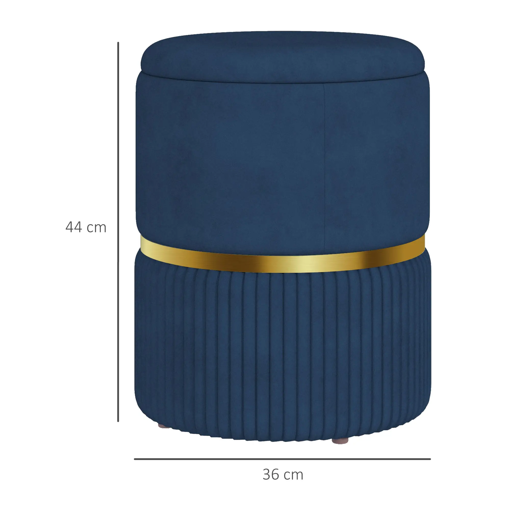 Velvet Storage Ottoman 36 x 36 x 44cm - Dark Blue - 3