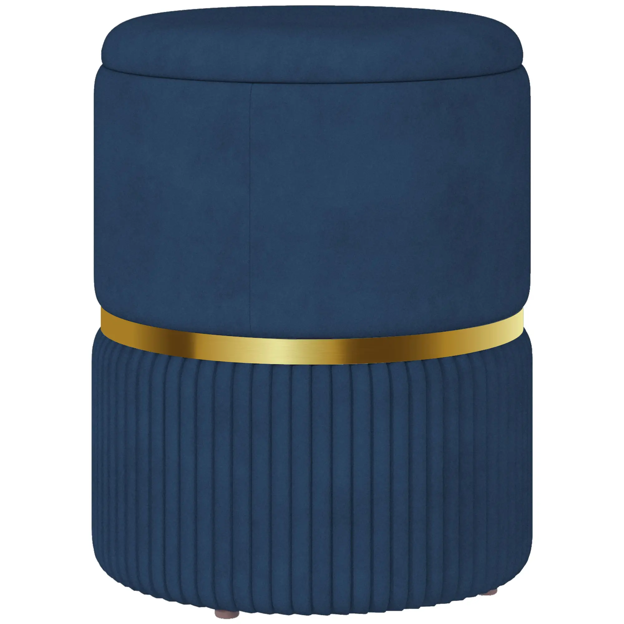 Velvet Storage Ottoman 36 x 36 x 44cm - Dark Blue - 11