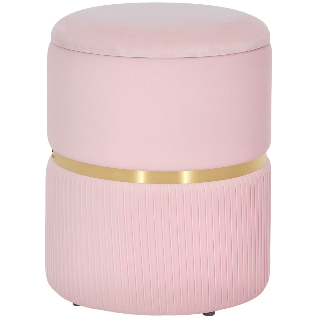 Velvet Storage Ottoman 36 x 36 x 44cm - Pink - 1