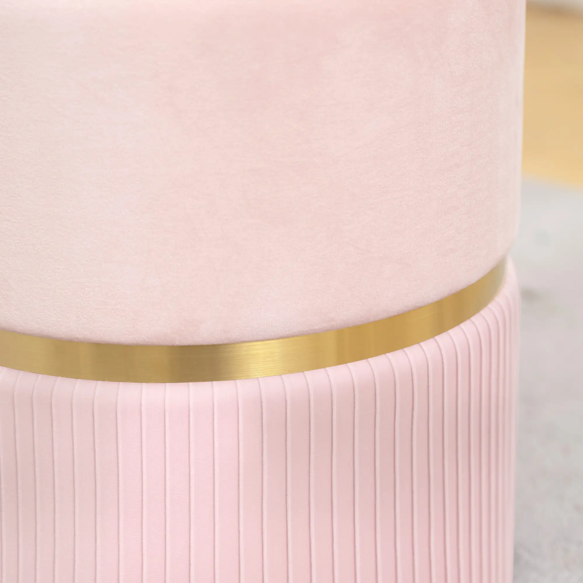 Velvet Storage Ottoman 36 x 36 x 44cm - Pink - 8