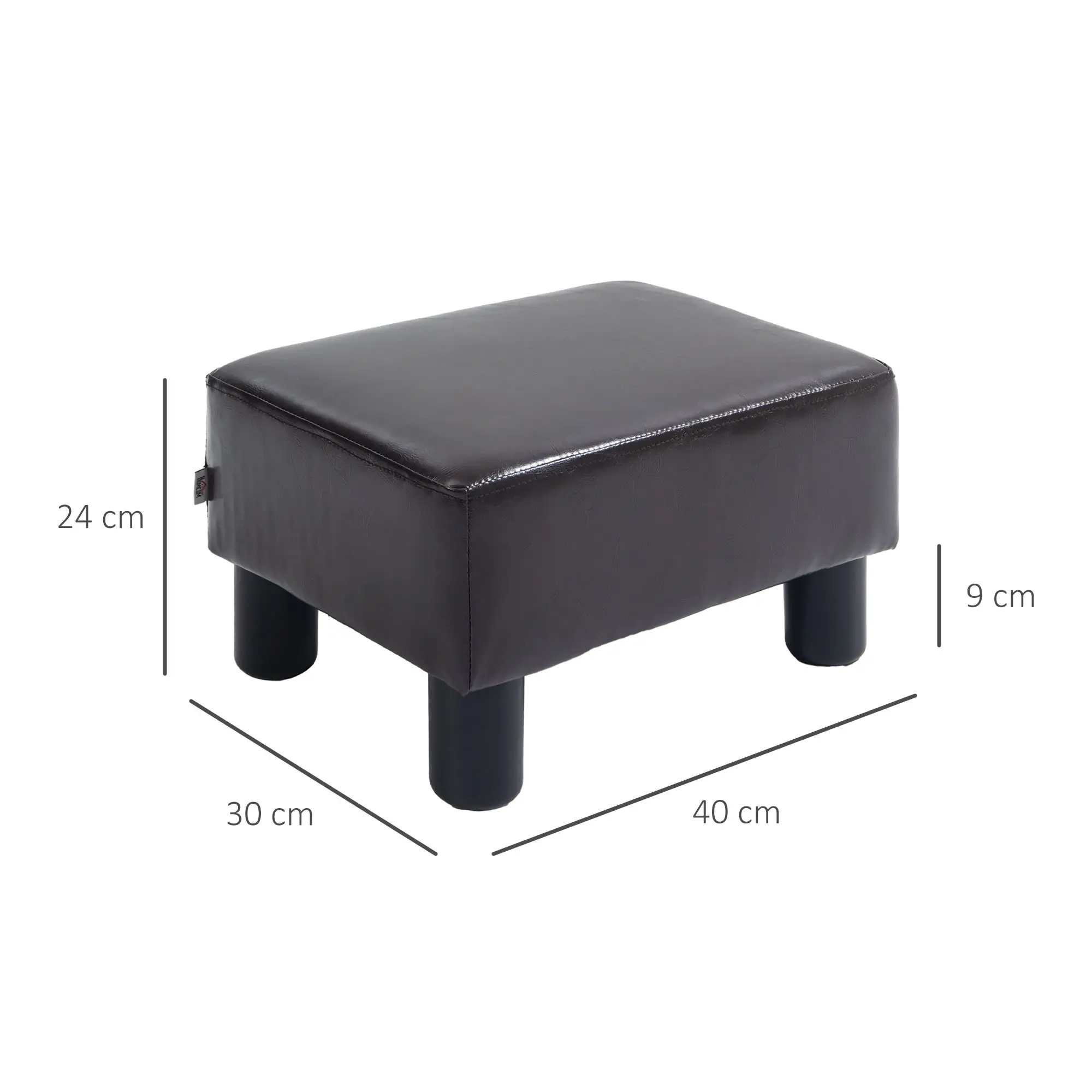 Faux Leather Footstool 40 x 30 x 24cm - Brown - 3