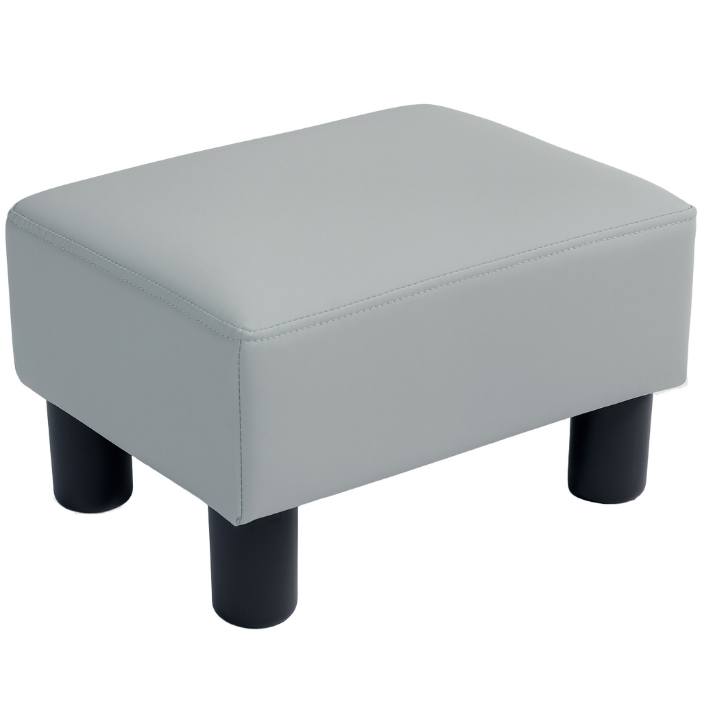 Faux Leather Footstool 40 x 30 x 24cm - Grey - 1