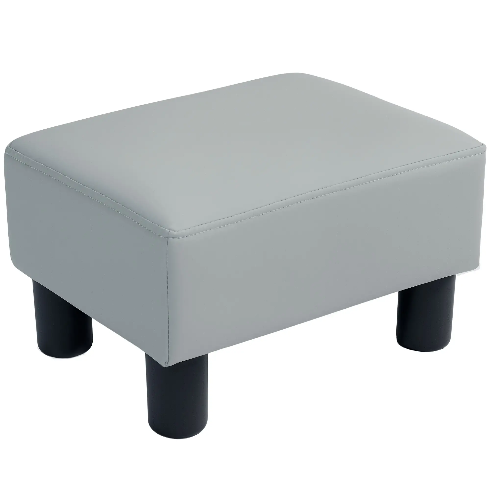 Faux Leather Footstool 40 x 30 x 24cm - Grey - 11