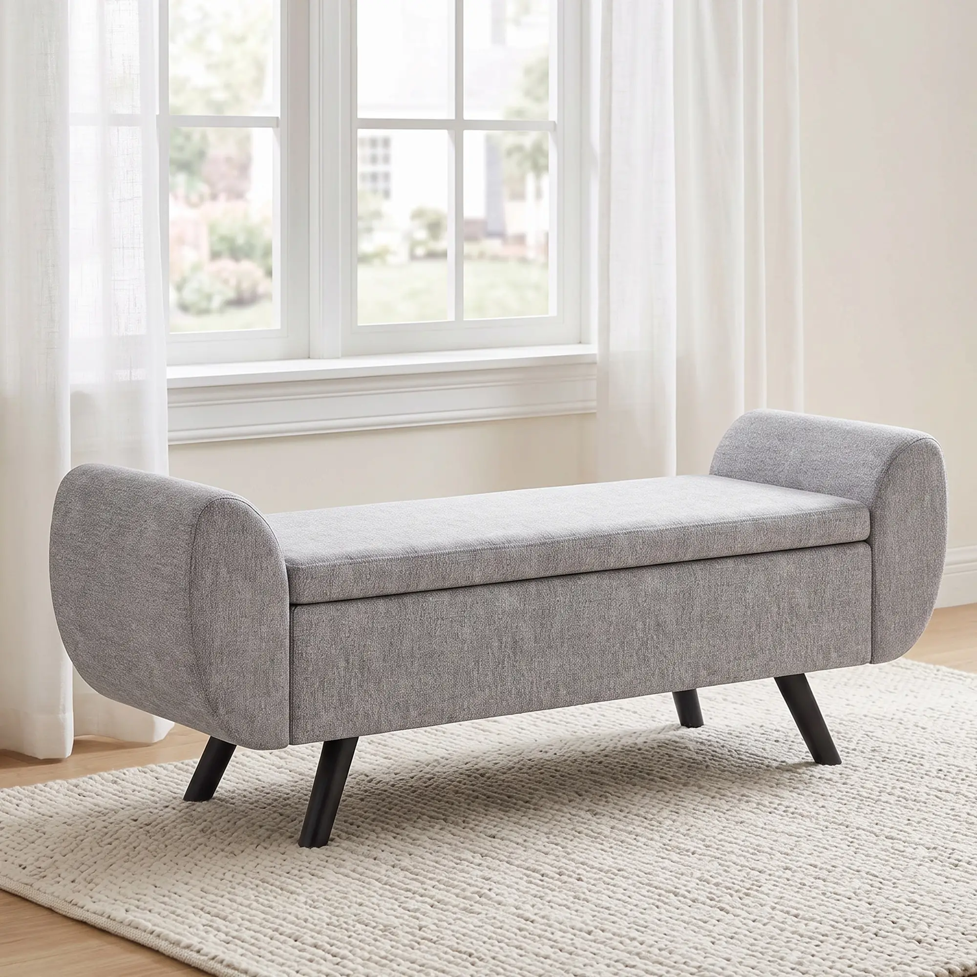 Linen Storage Ottoman Bench 132 x 42 x 50cm - Dark Grey - 2