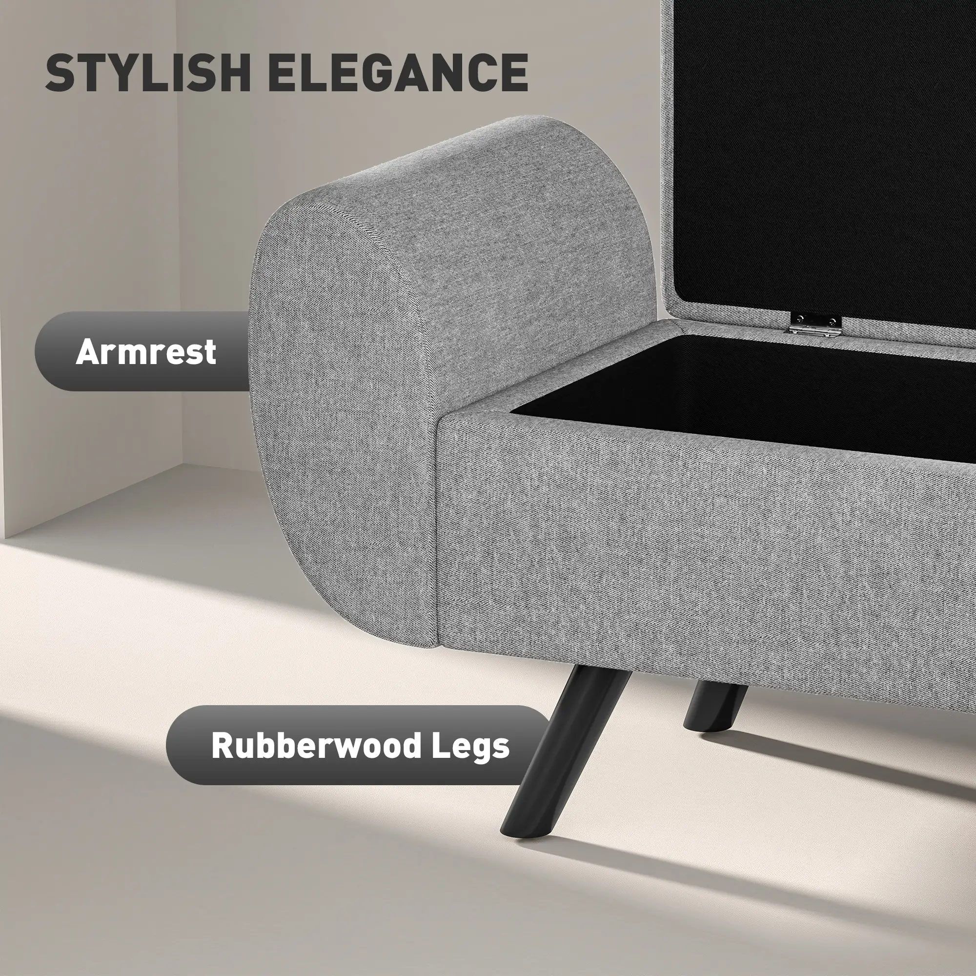 Linen Storage Ottoman Bench 132 x 42 x 50cm - Dark Grey - 4