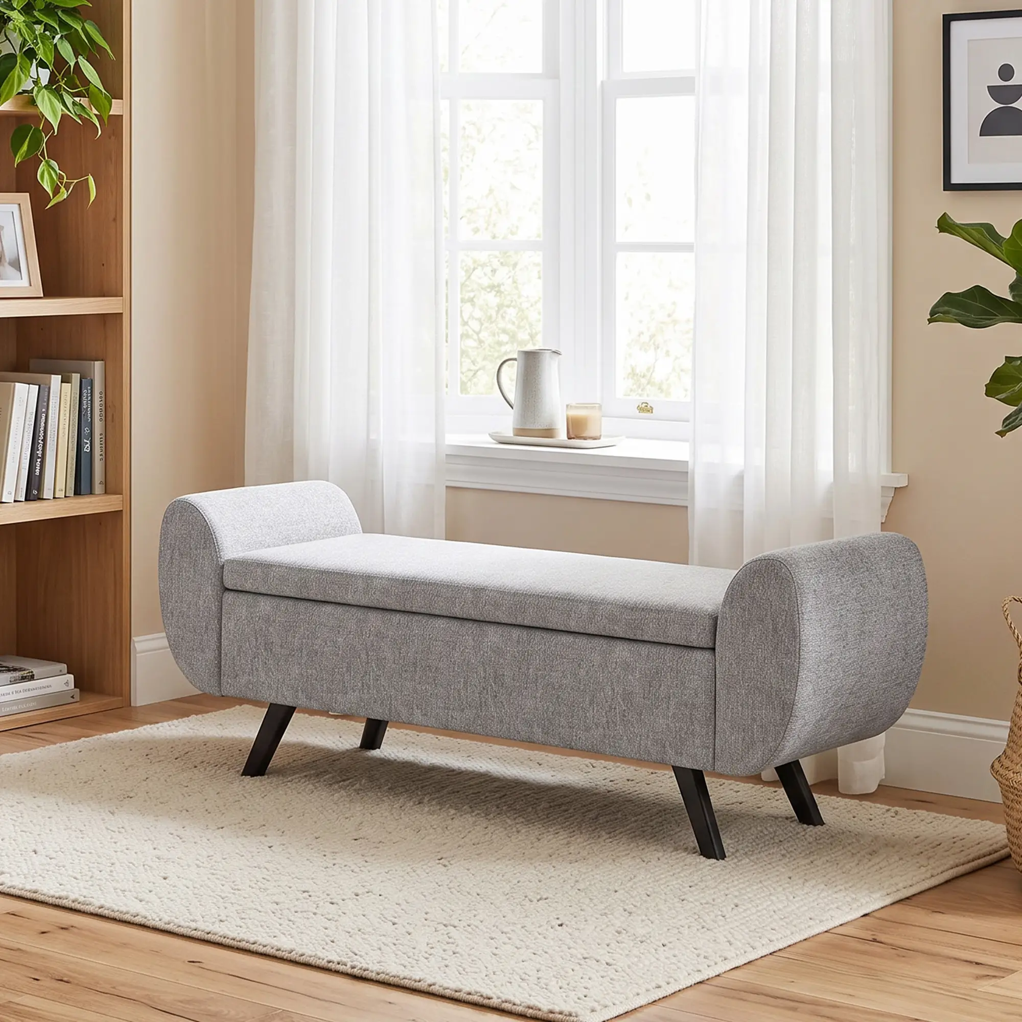 Linen Storage Ottoman Bench 132 x 42 x 50cm - Dark Grey - 10