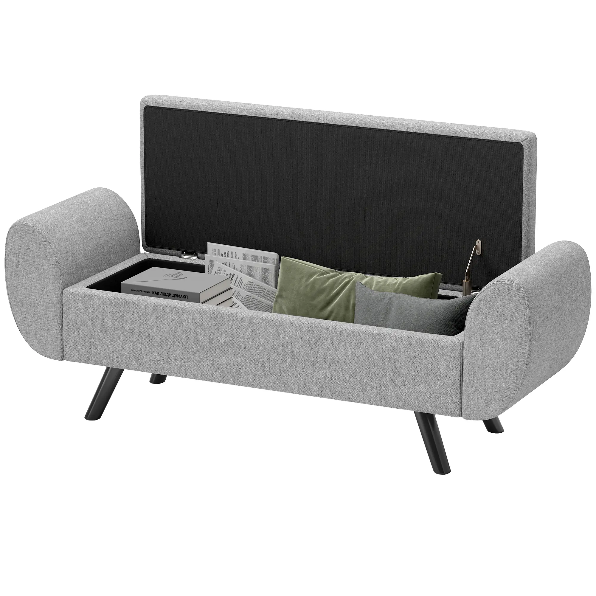Linen Storage Ottoman Bench 132 x 42 x 50cm - Dark Grey - 11