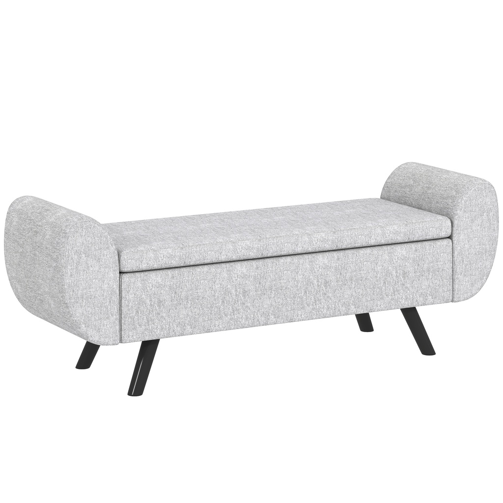 Linen Storage Ottoman Bench 132 x 42 x 50cm - Light Grey - 1