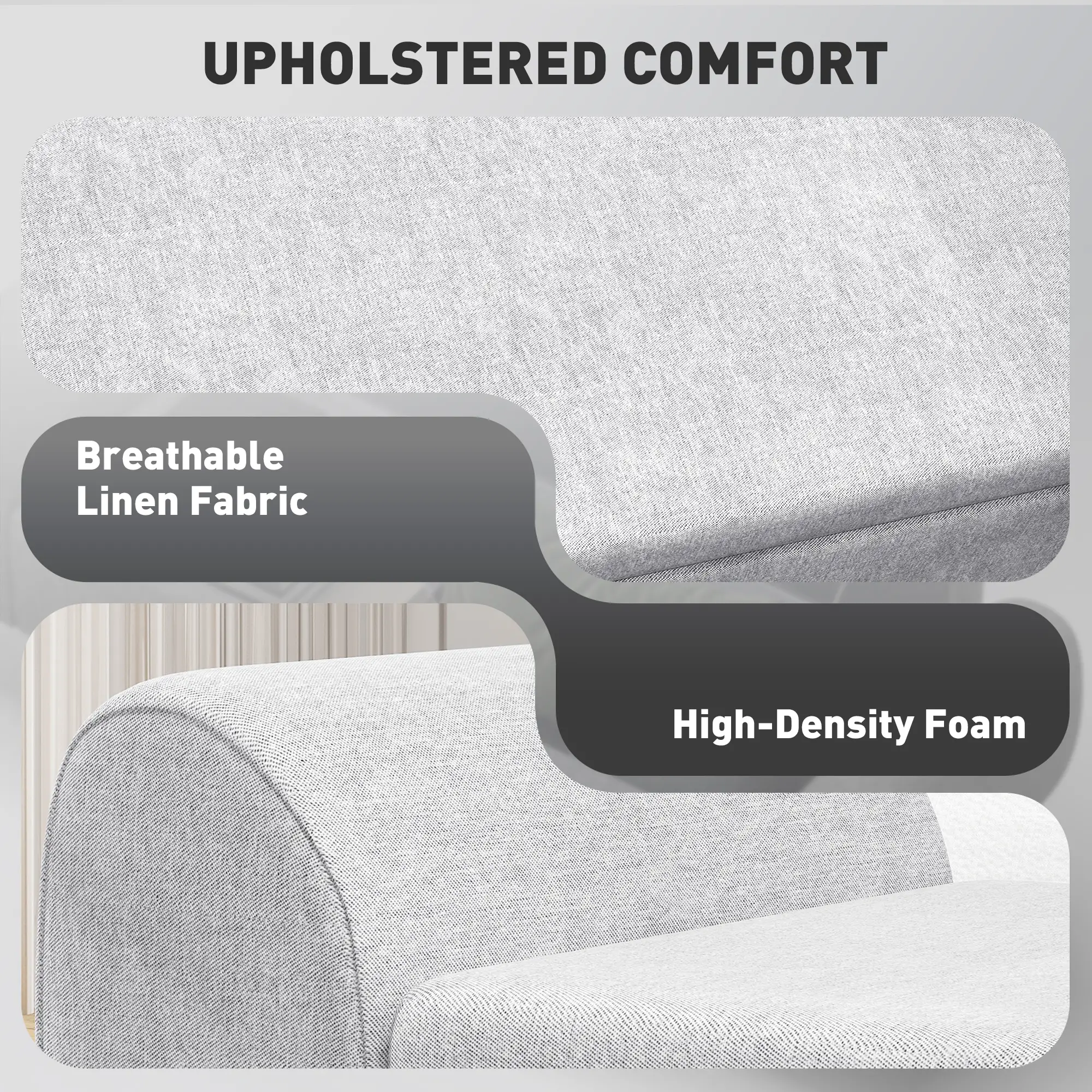 Linen Storage Ottoman Bench 132 x 42 x 50cm - Light Grey - 6
