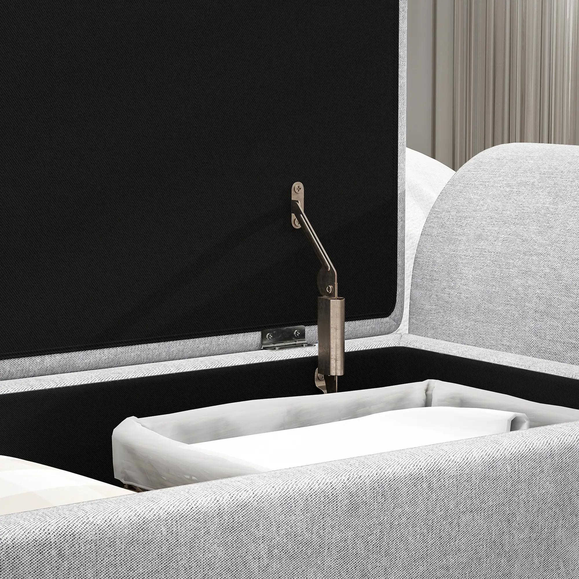 Linen Storage Ottoman Bench 132 x 42 x 50cm - Light Grey - 7