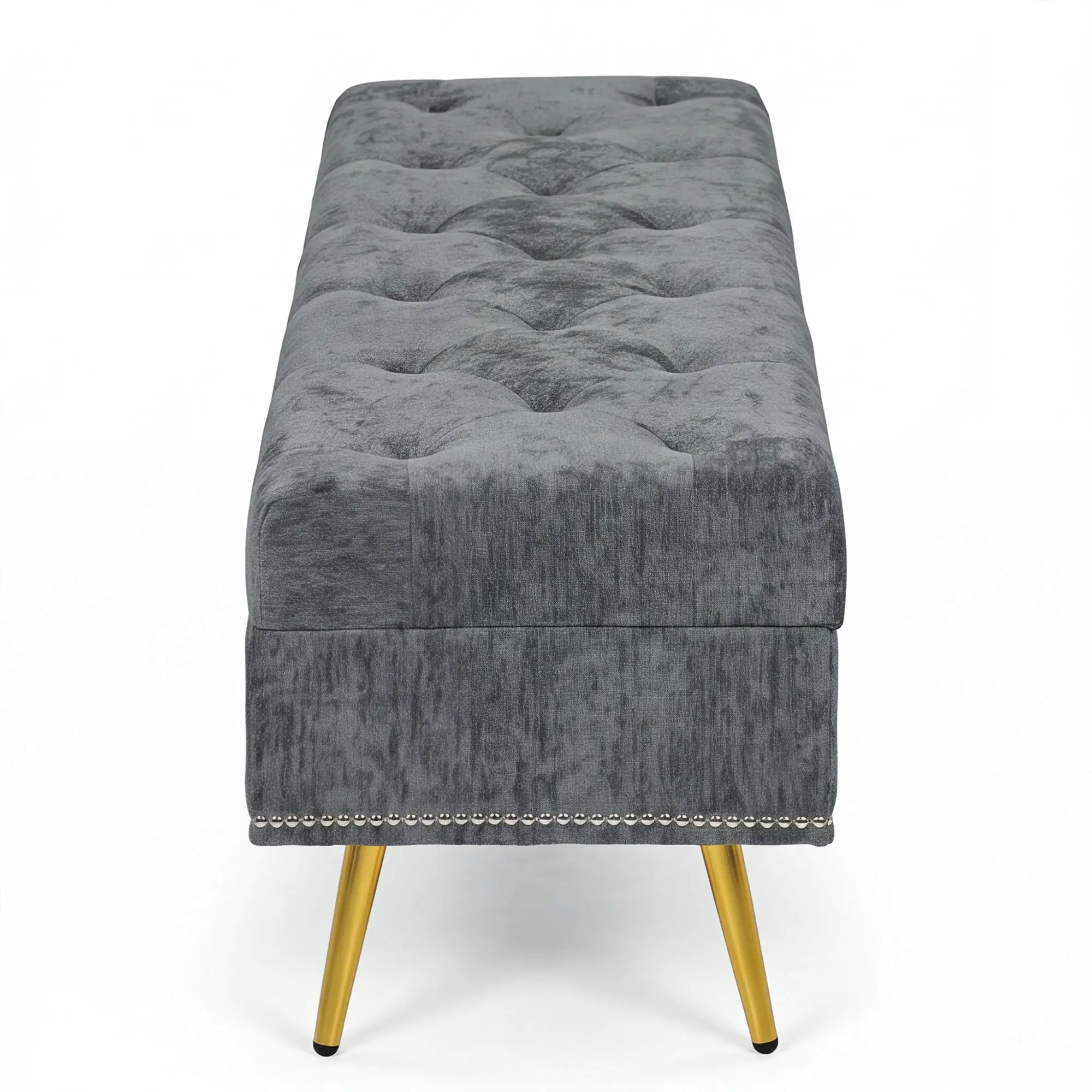 Chenille Storage Ottoman 114 x 41 x 45cm - Grey - 13