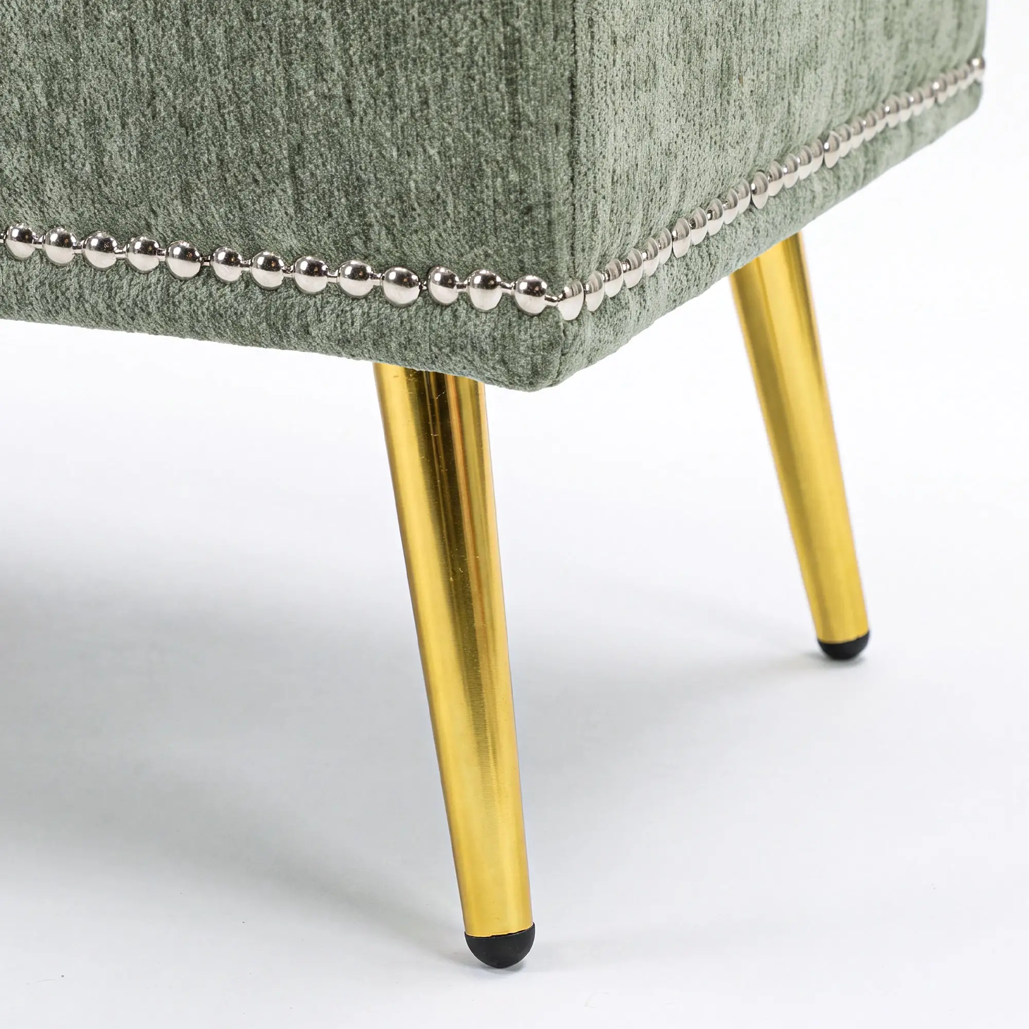 Chenille Storage Ottoman 114 x 41 x 45cm - Light Green - 11