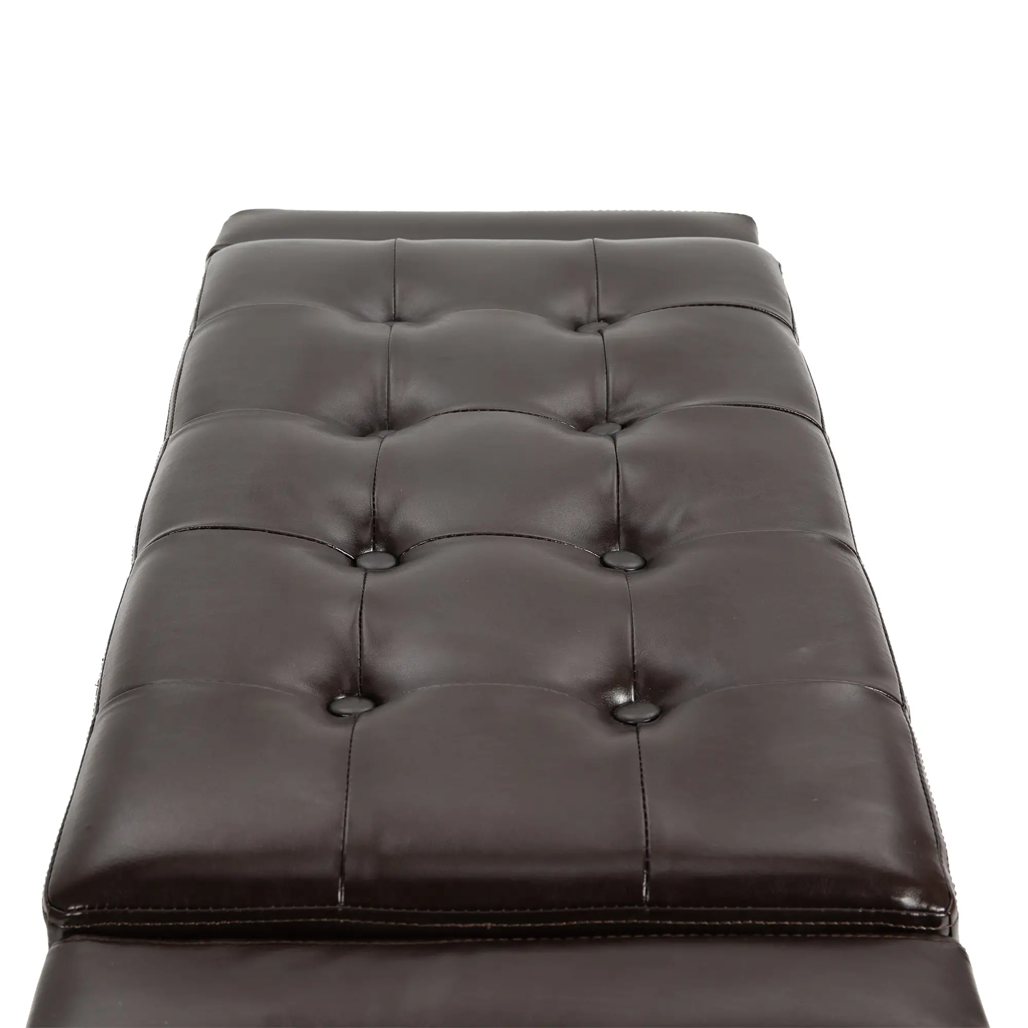 Faux Leather Storage Ottoman Bench 40 x 92 x 40cm - Brown - 8