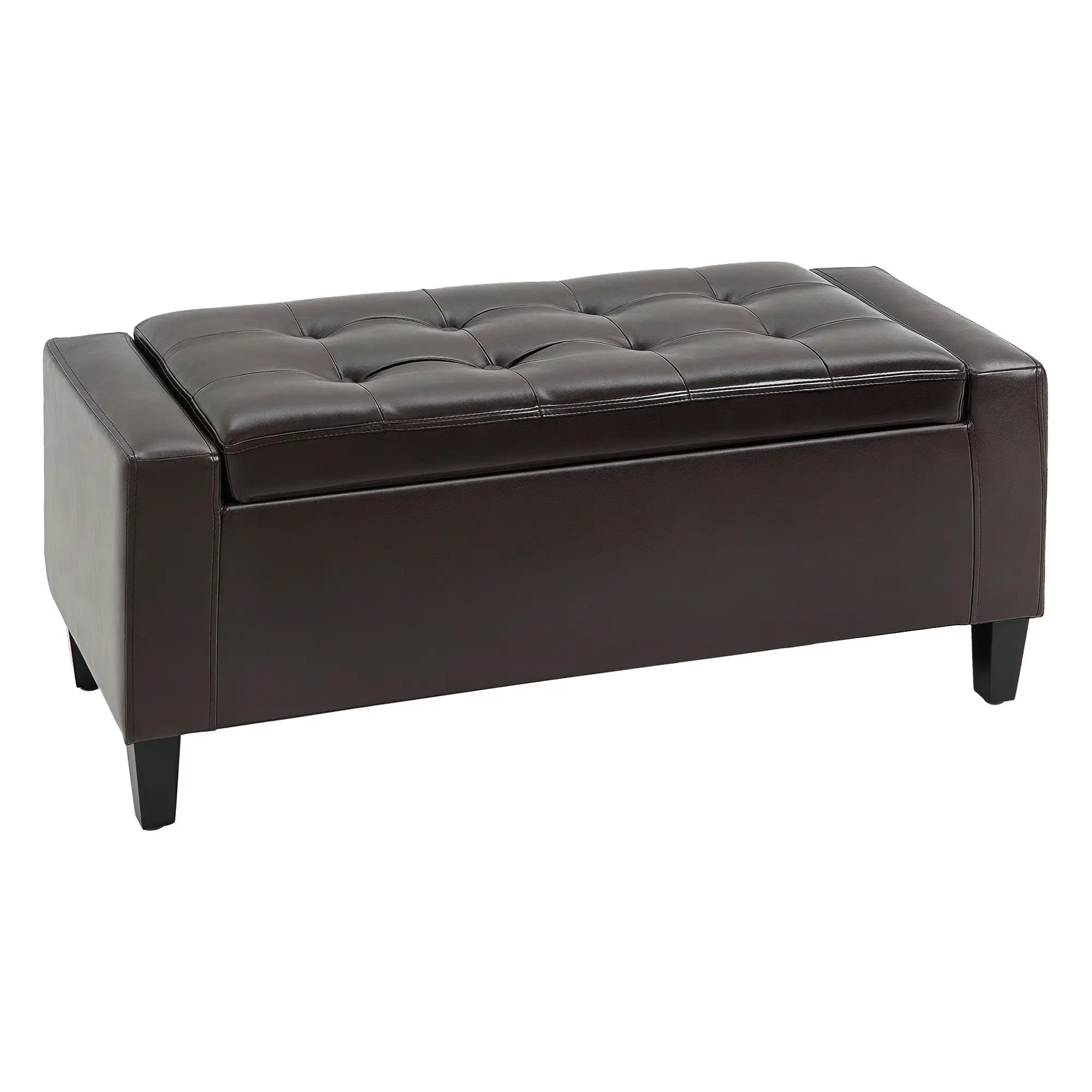 Faux Leather Storage Ottoman Bench 40 x 92 x 40cm - Brown - 10