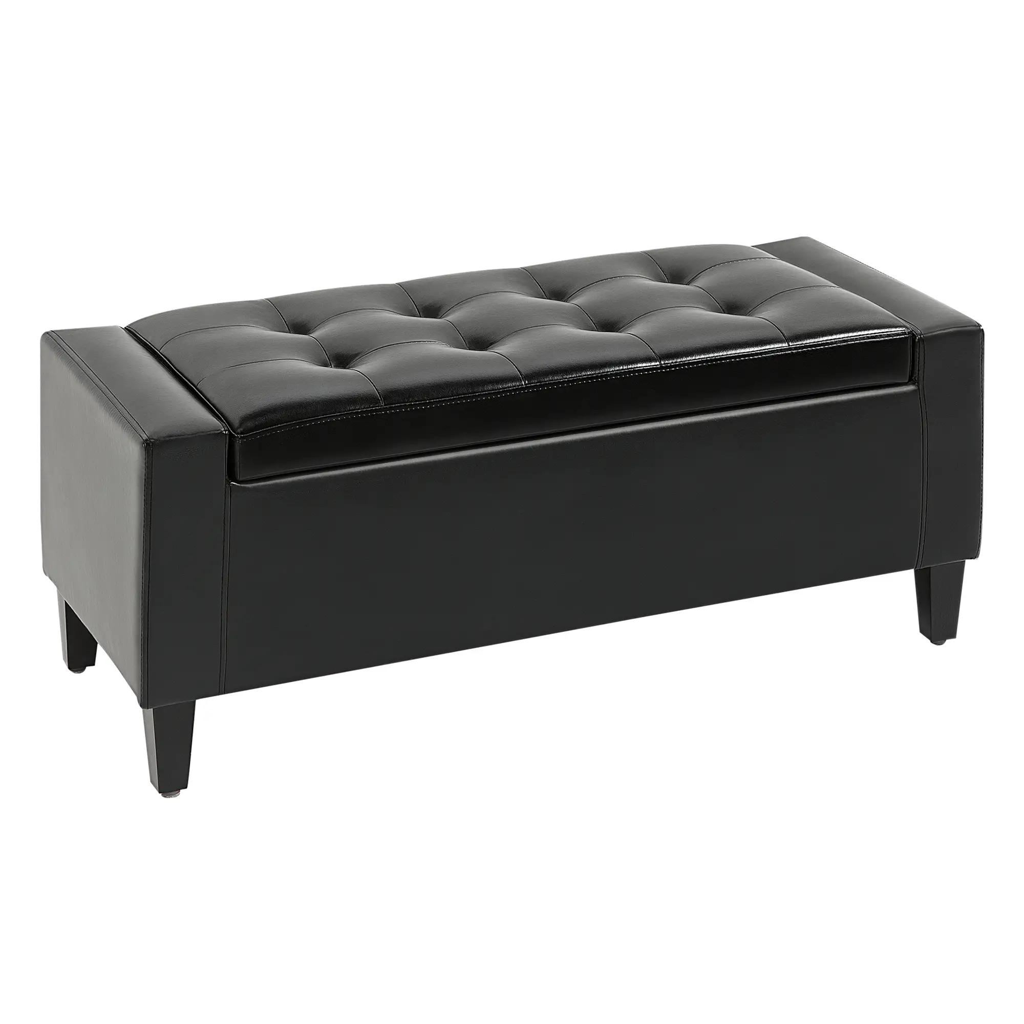 Faux Leather Storage Ottoman Bench 40 x 92 x 40cm - Black - 10
