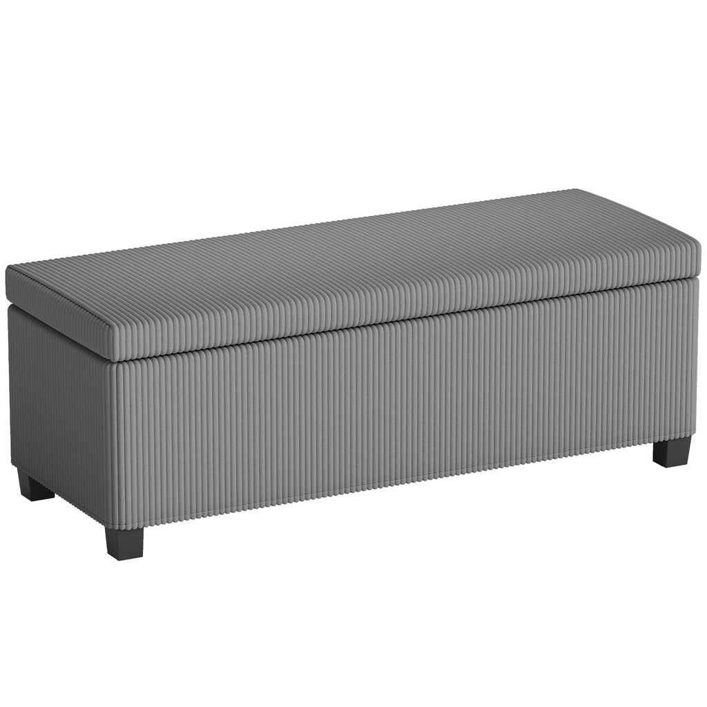 Corduroy Storage Ottoman Bench 112 x 42 x 40cm - Grey - 1
