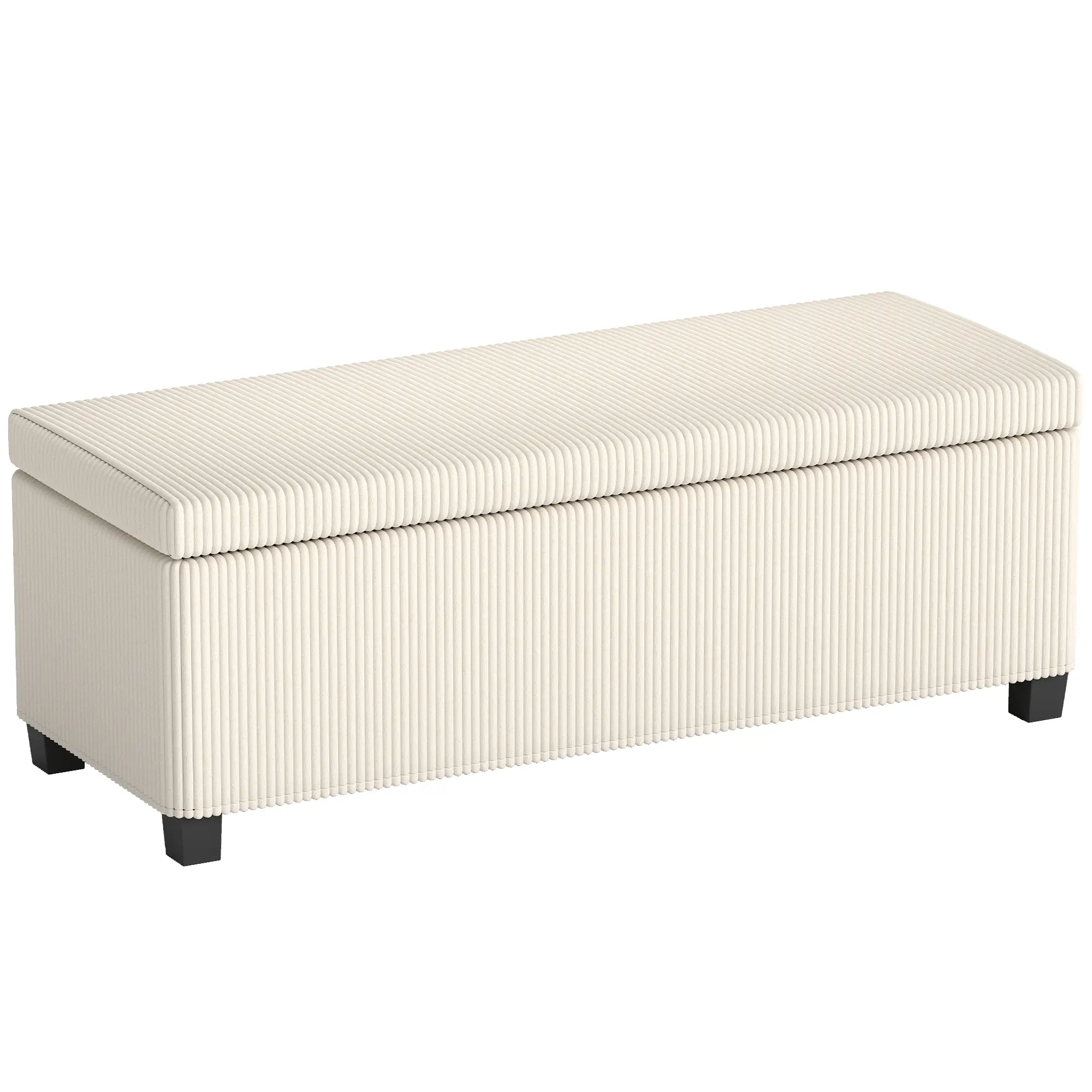 Corduroy Storage Ottoman Bench 112 x 42 x 40cm - Beige - 11